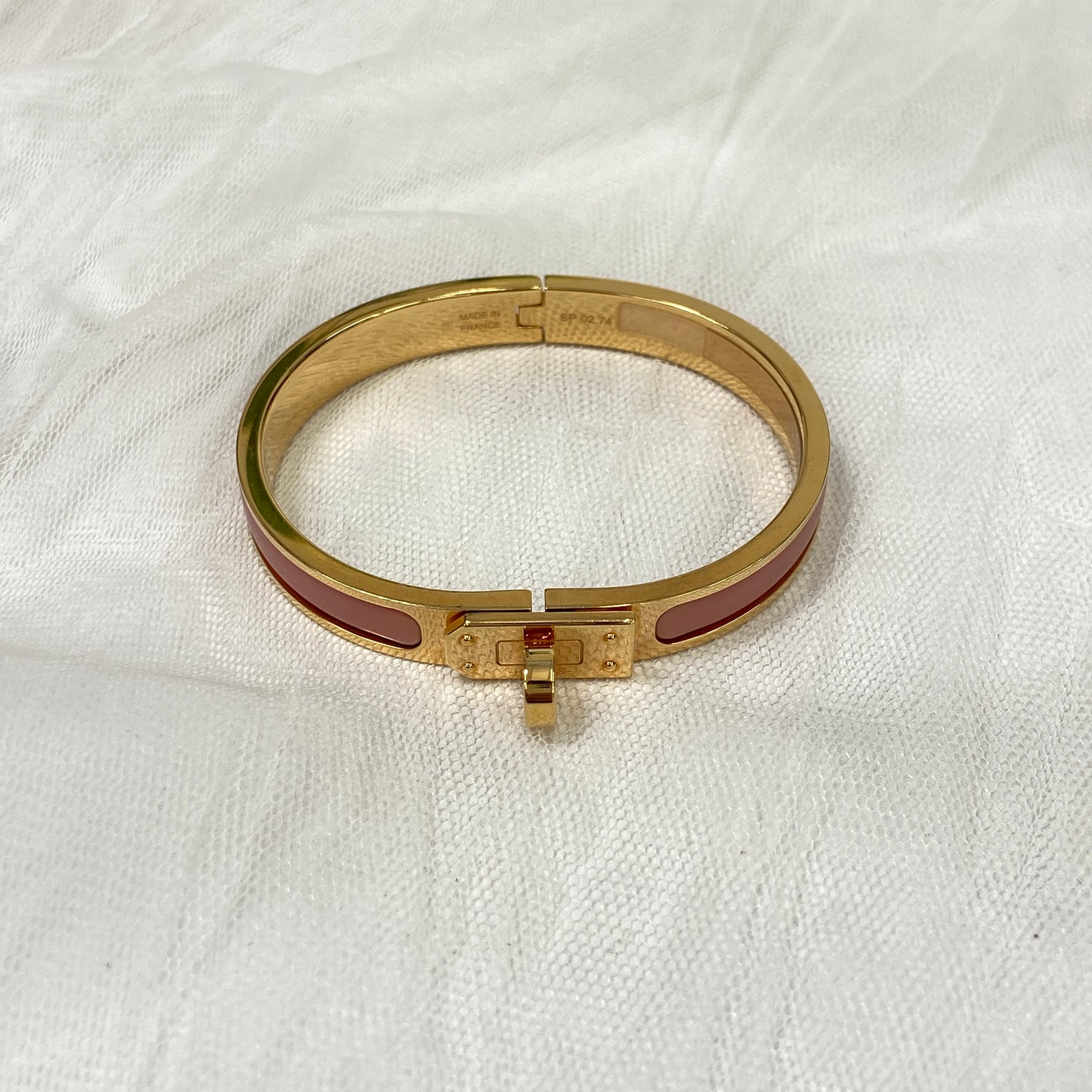 鑑定済み【 美品 】エルメス 《 ミニ・クリック・ケリー 》 ピンク ゴールド ブレスレット