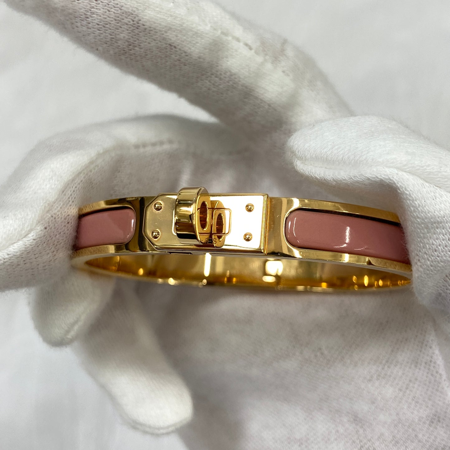 鑑定済み【 美品 】エルメス 《 ミニ・クリック・ケリー 》 ピンク ゴールド ブレスレット