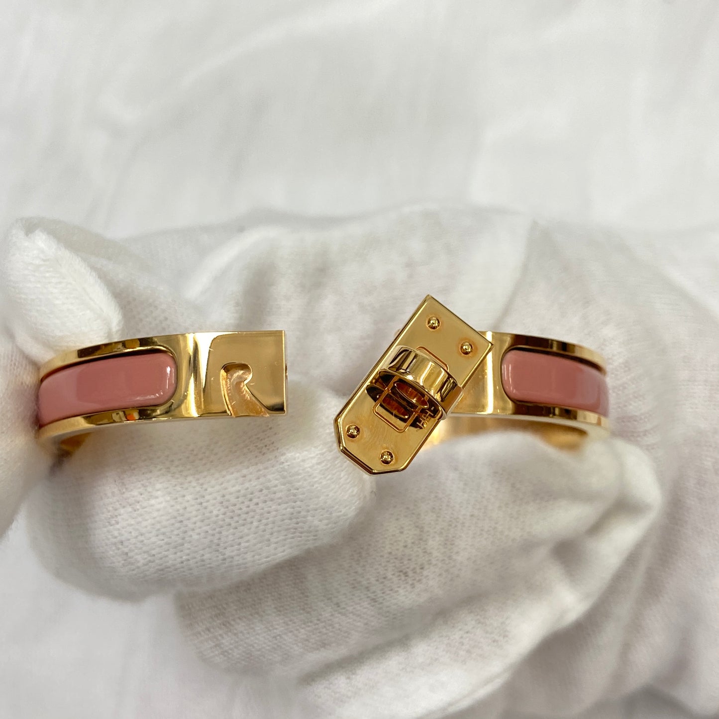 鑑定済み【 美品 】エルメス 《 ミニ・クリック・ケリー 》 ピンク ゴールド ブレスレット