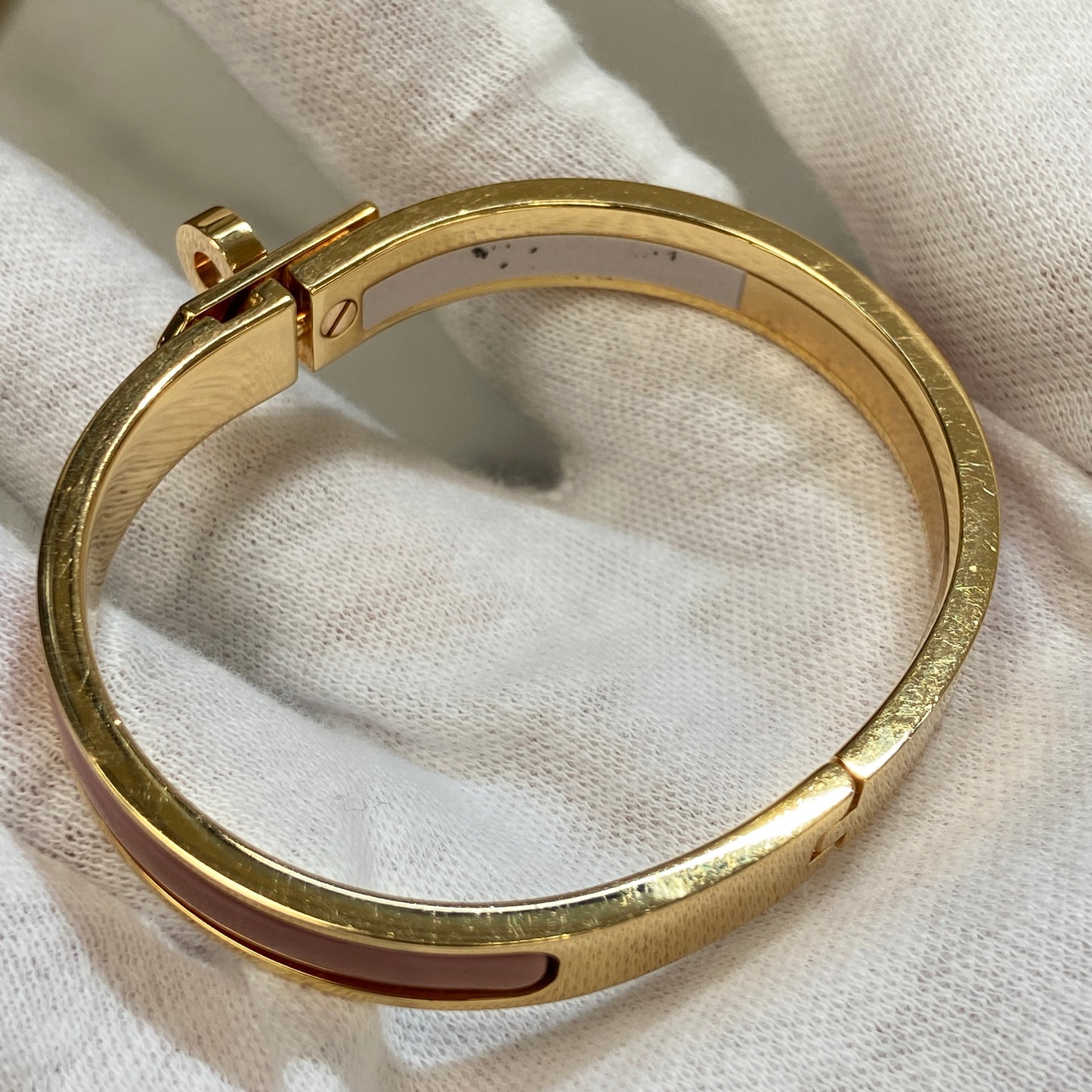 鑑定済み【 美品 】エルメス 《 ミニ・クリック・ケリー 》 ピンク ゴールド ブレスレット
