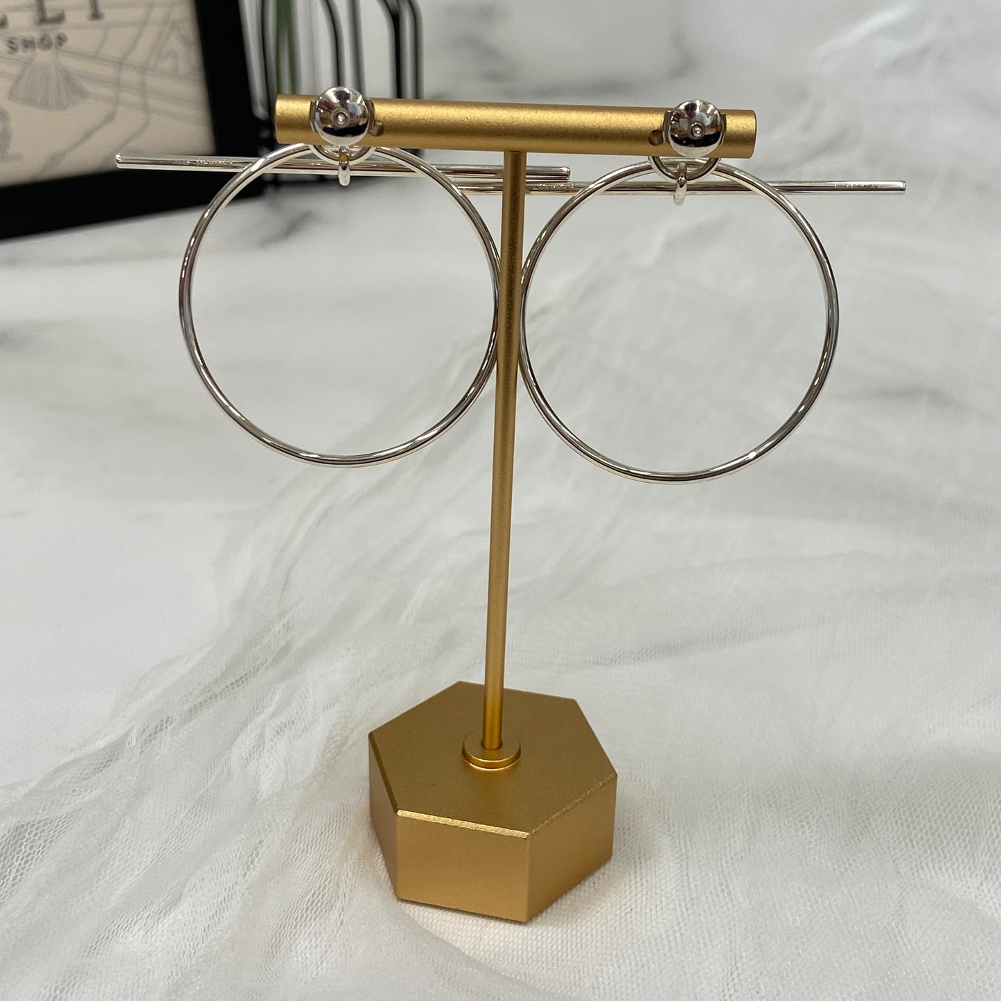 鑑定済み【 美品 】 エルメス 《 ループ 》 MM シルバー925 ピアス エシャペ