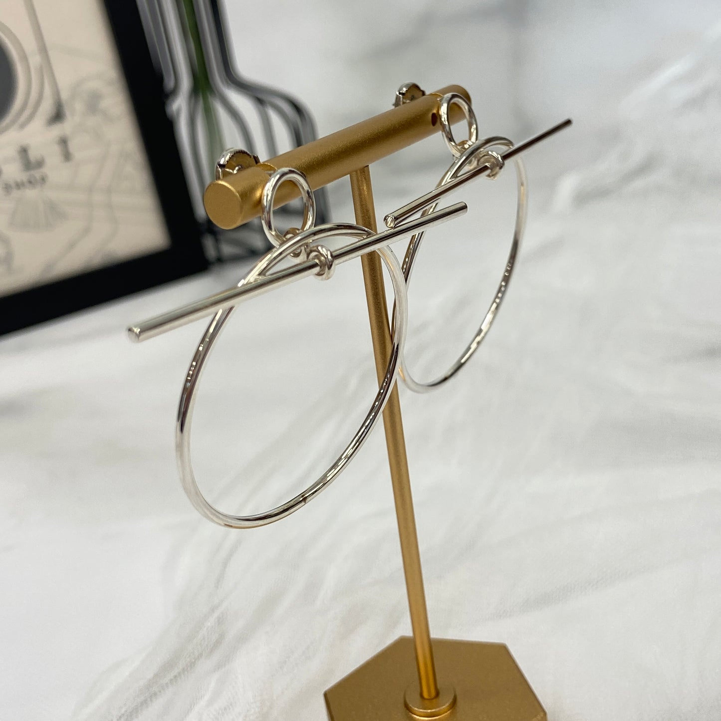 鑑定済み【 美品 】 エルメス 《 ループ 》 MM シルバー925 ピアス エシャペ
