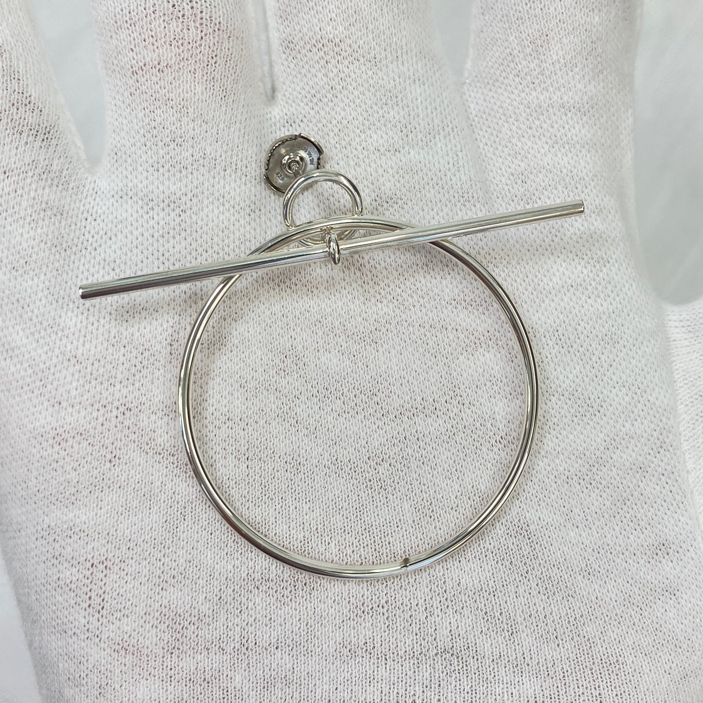 鑑定済み【 美品 】 エルメス 《 ループ 》 MM シルバー925 ピアス エシャペ