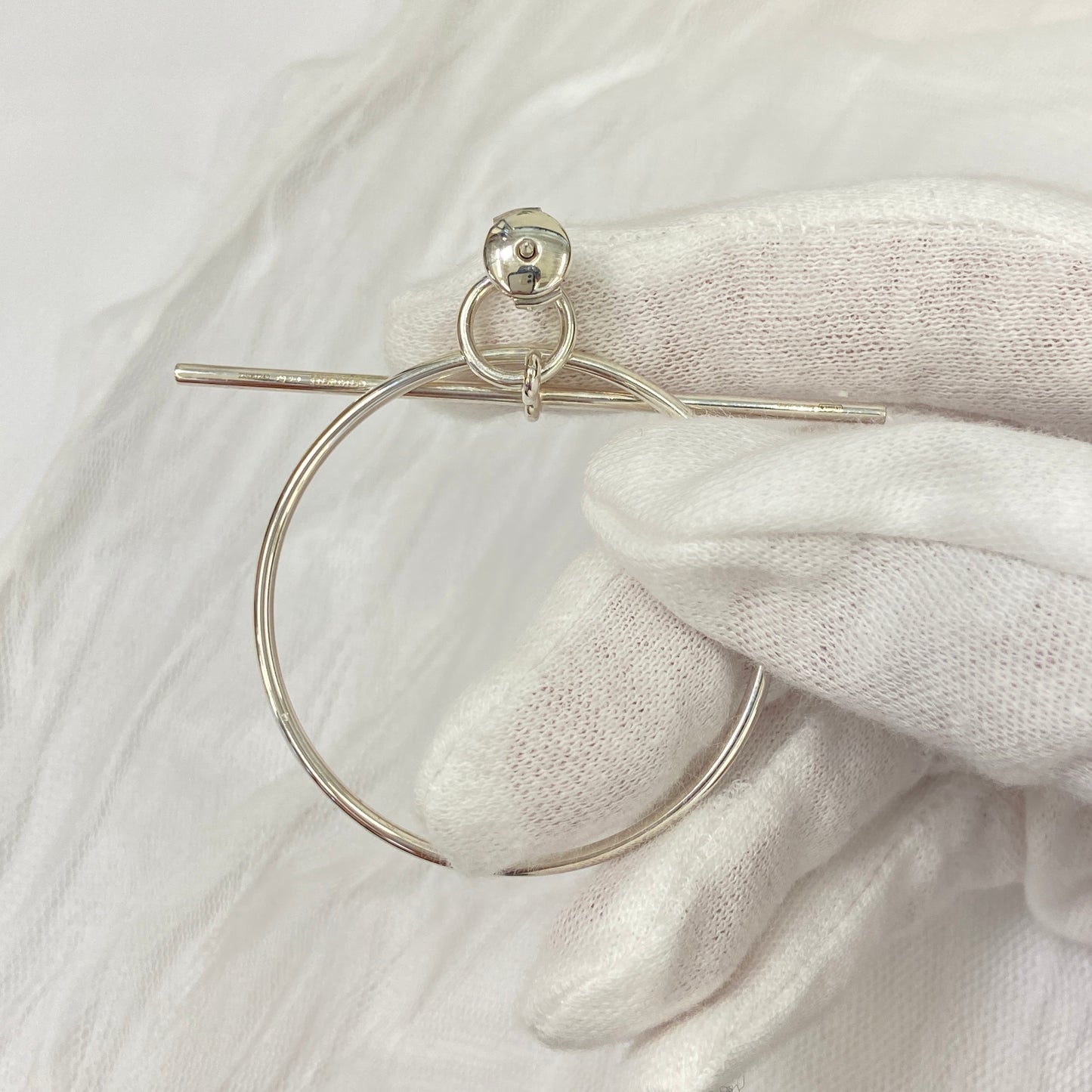 鑑定済み【 美品 】 エルメス 《 ループ 》 MM シルバー925 ピアス エシャペ