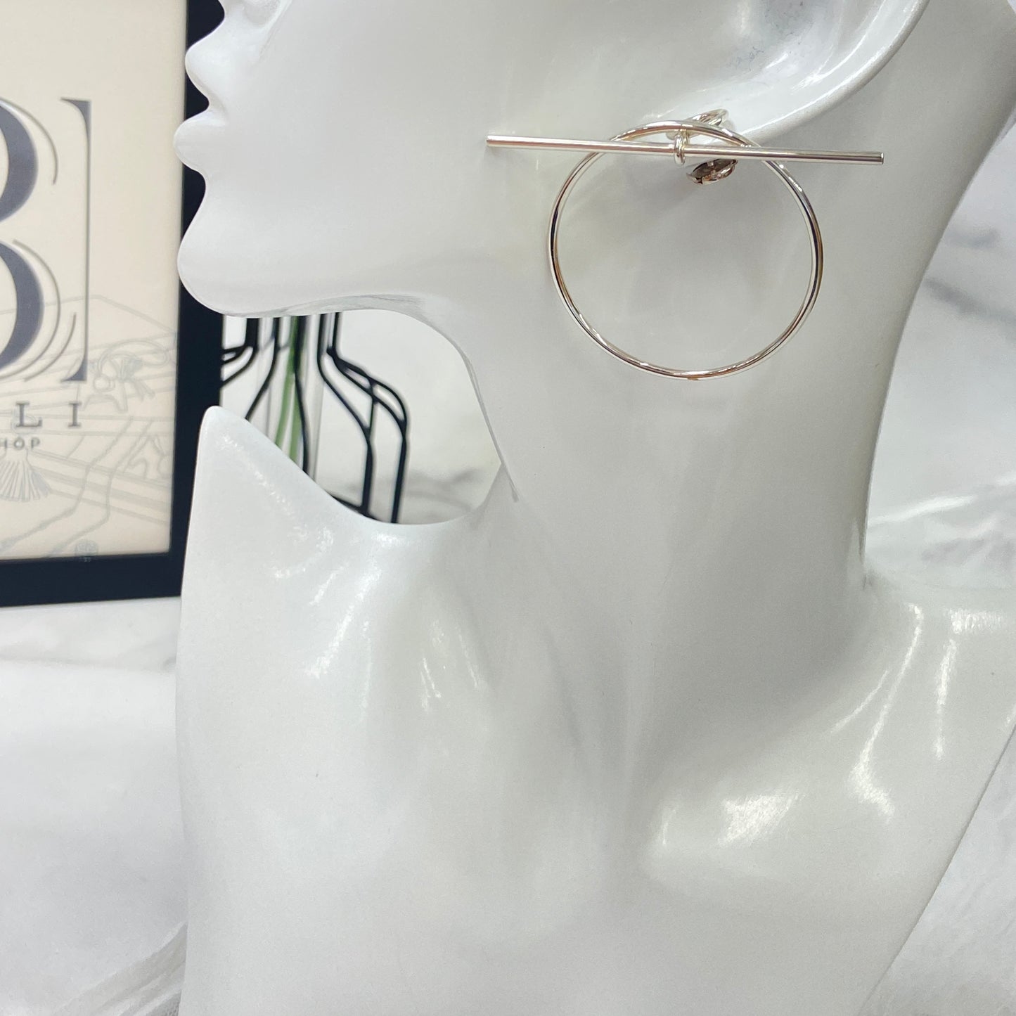 鑑定済み【 美品 】 エルメス 《 ループ 》 MM シルバー925 ピアス エシャペ