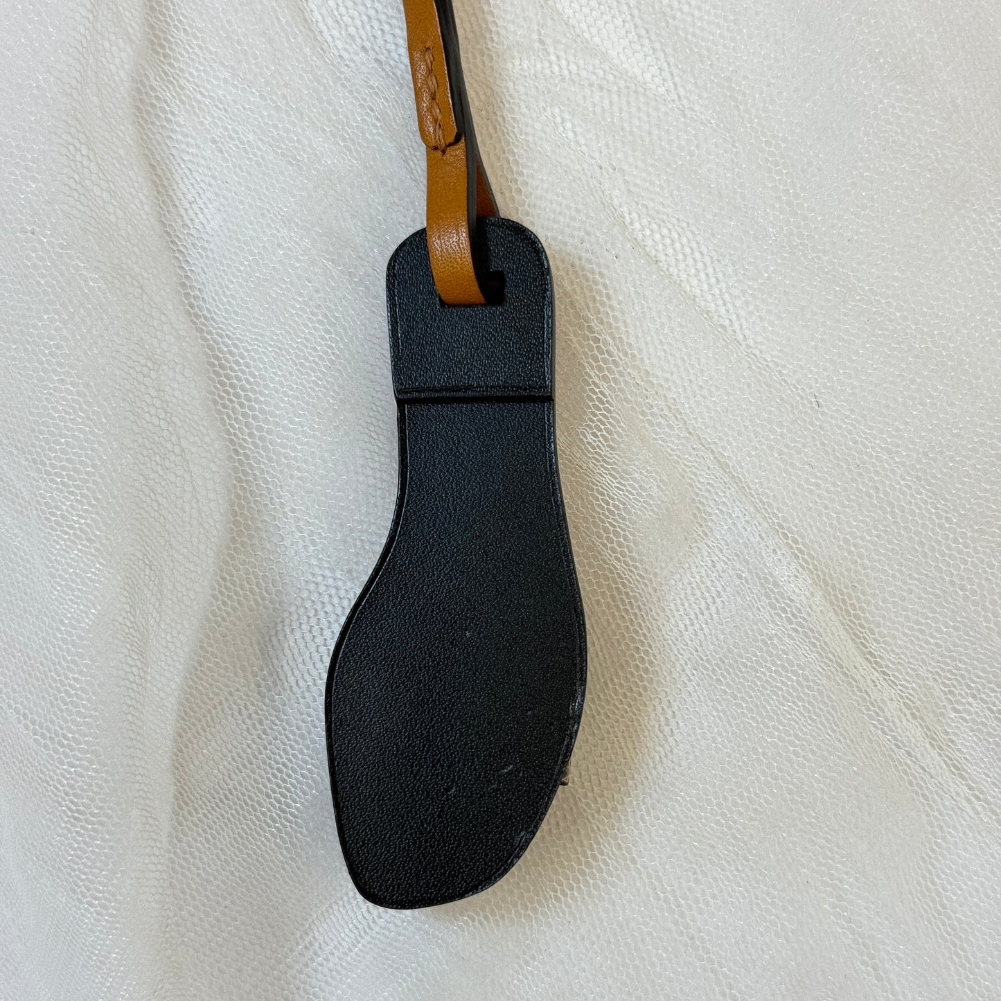 鑑定済み【 美品 】エルメス 《 オラン ナノ 》 ゴールド ブラウン ブラック レザー リザード チャーム サンダル
