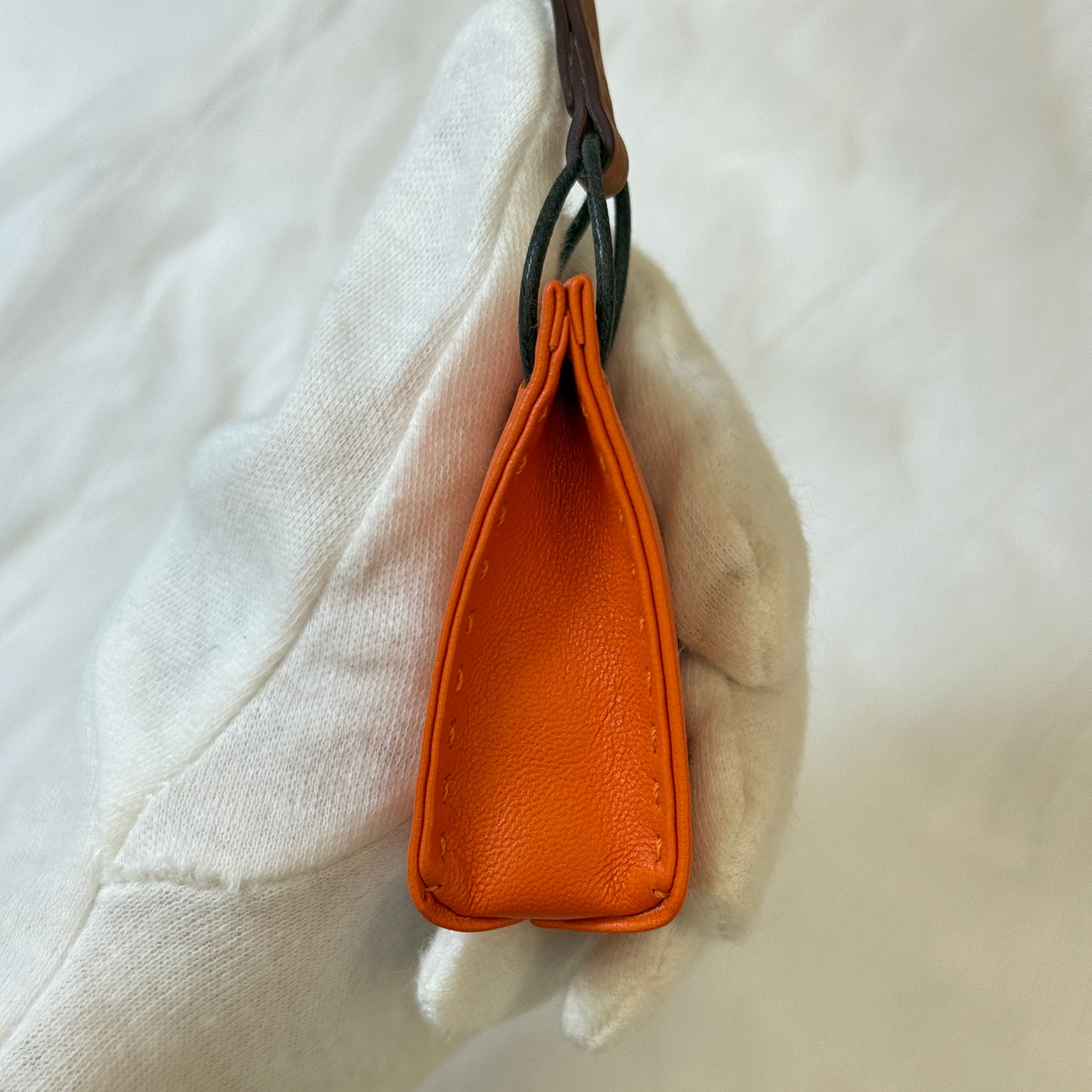 鑑定済み【 美品 】エルメス 《 サックオランジュ 》オレンジ ブラウン ブラック チャーム バック  ショッパー