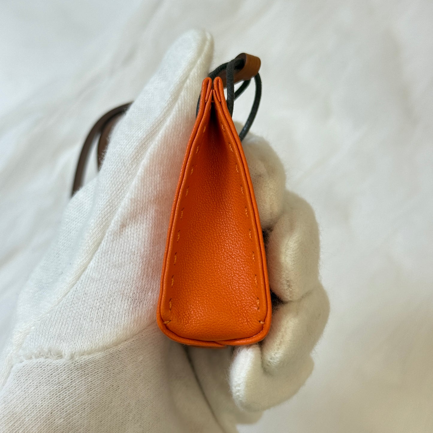 鑑定済み【 美品 】エルメス 《 サックオランジュ 》オレンジ ブラウン ブラック チャーム バック  ショッパー