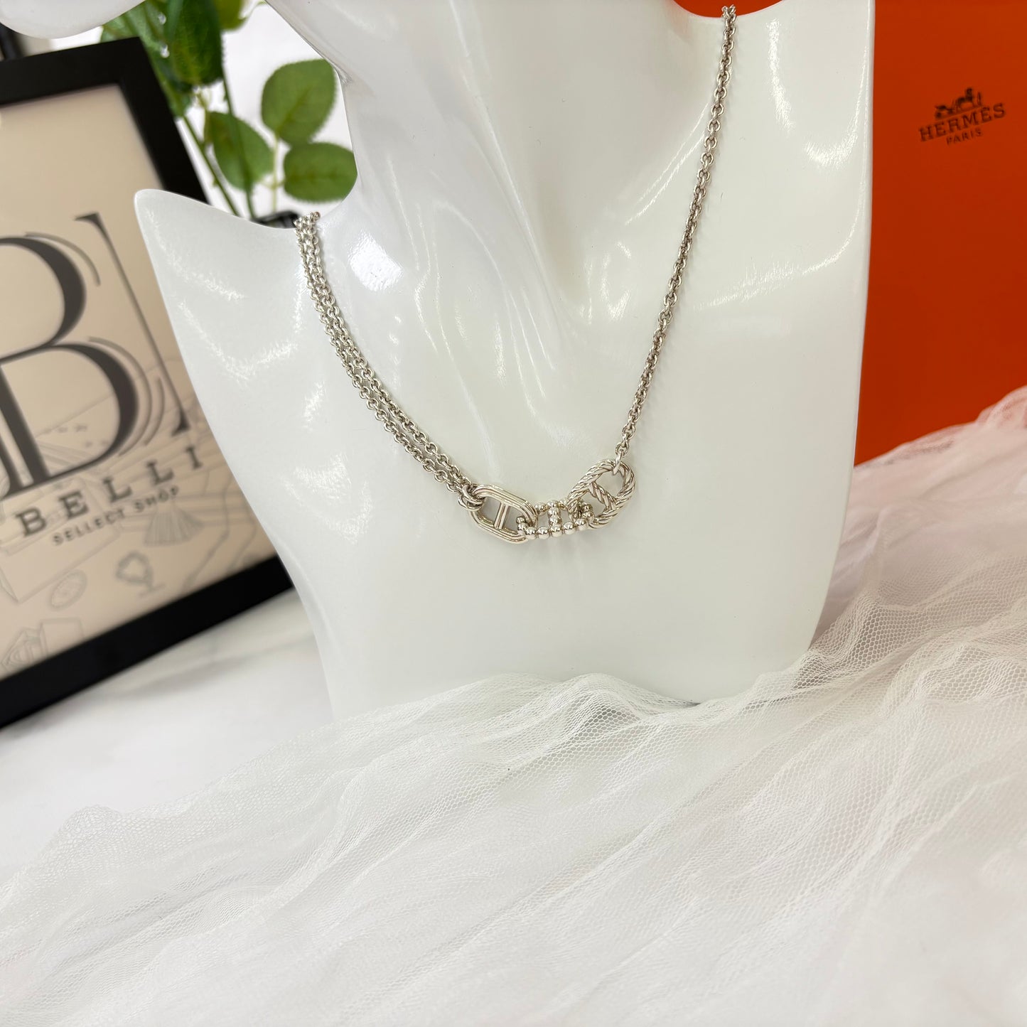 【 鑑定済み 】エルメス 《 シェーヌ ダンクル パラード 》シルバー Ag925 ロングネックレス アクセサリー ２連