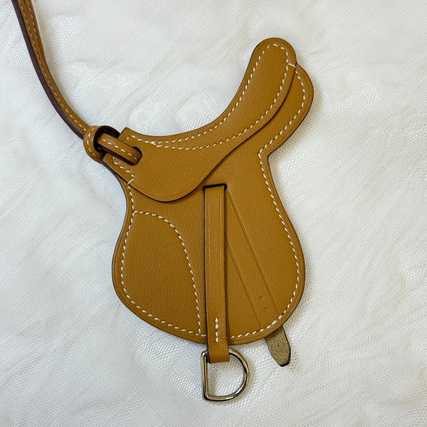 鑑定済み【 美品 】エルメス 《 パドック セーラー 》 ブラウン ホワイト シルバー金具 スイフト チャーム 鞍