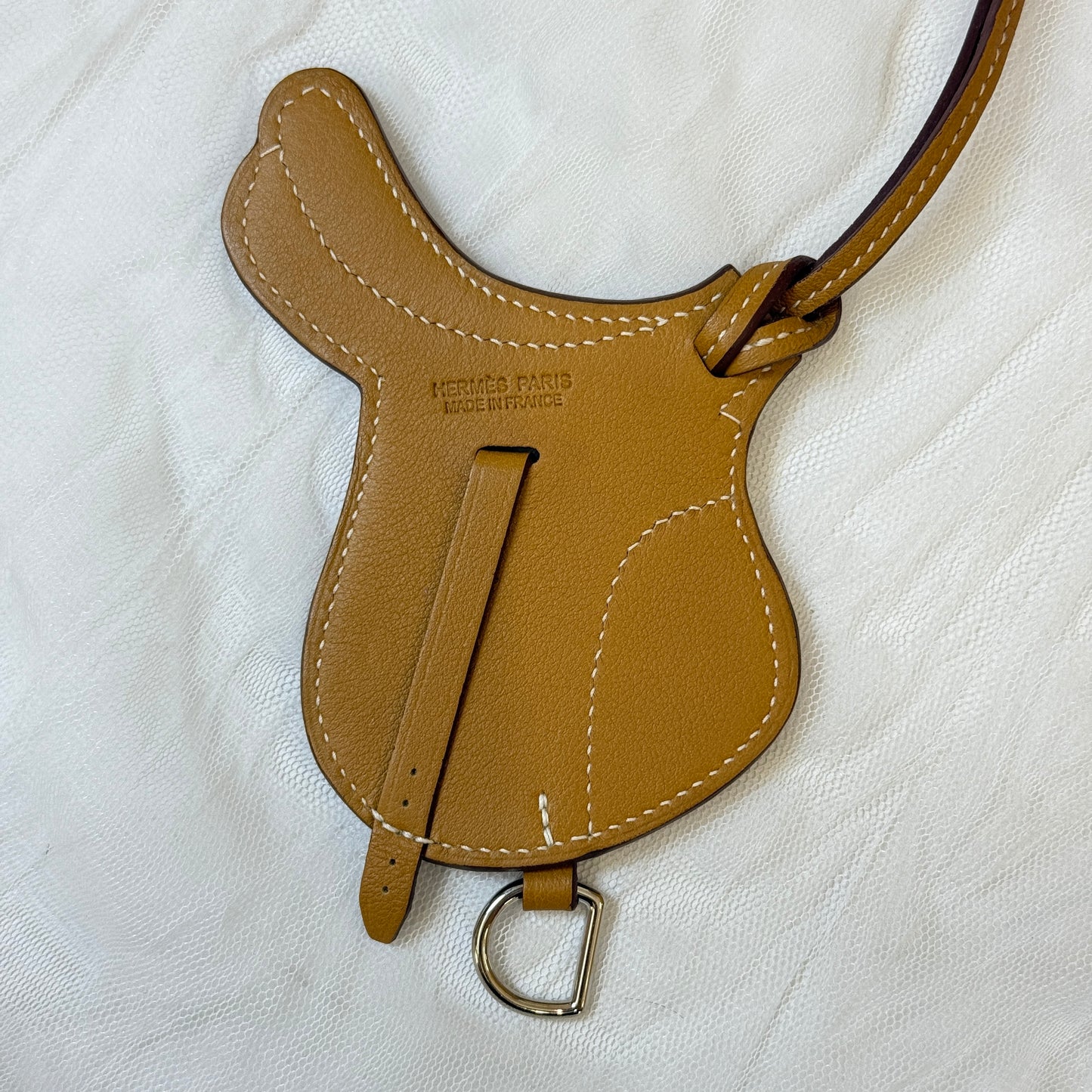 鑑定済み【 美品 】エルメス 《 パドック セーラー 》 ブラウン ホワイト シルバー金具 スイフト チャーム 鞍