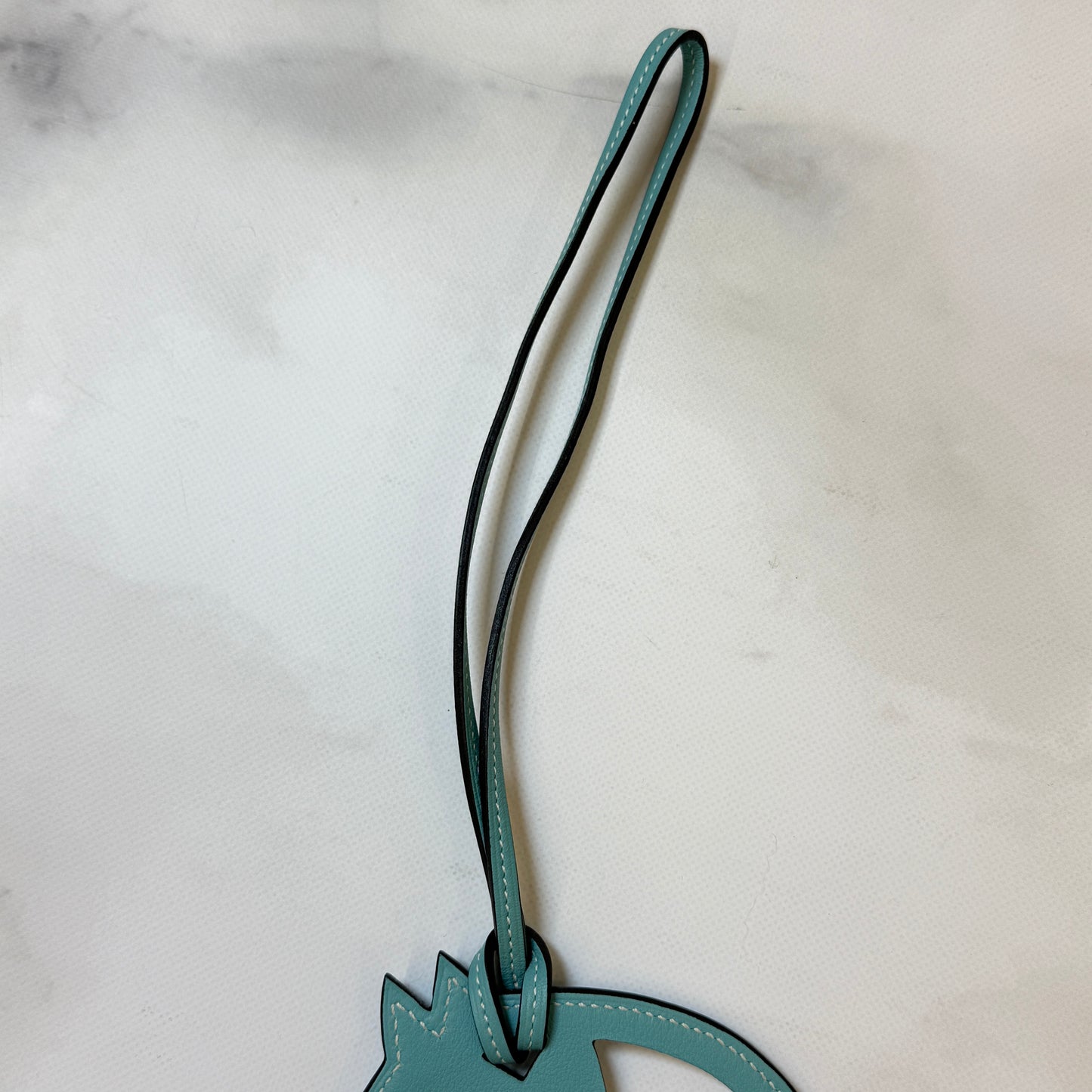 鑑定済み【 美品 】エルメス 《 パドック シュヴァル 》 ブルー アトール スイフト チャーム 馬 レザー
