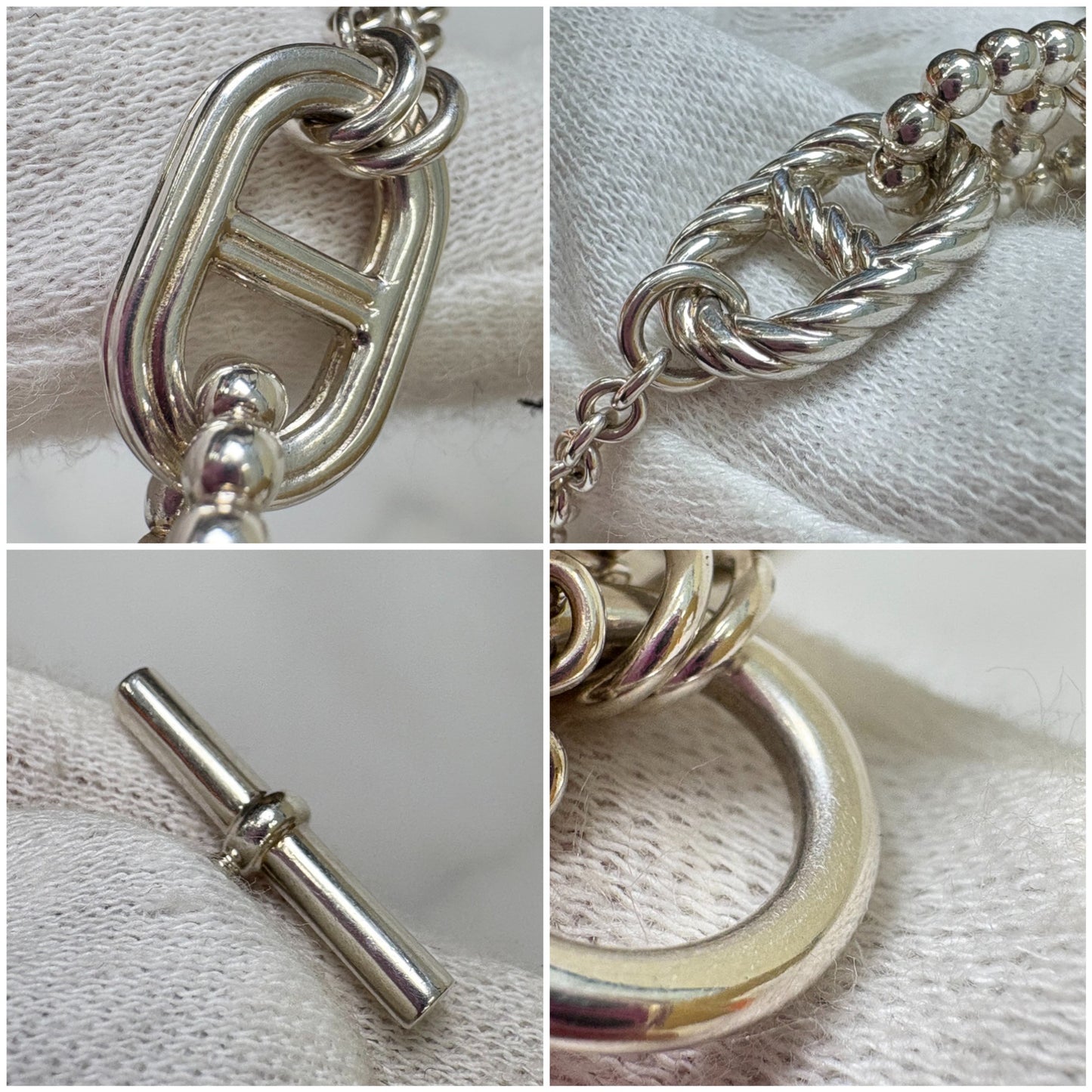 【 鑑定済み 】エルメス 《 シェーヌ ダンクル パラード 》シルバー Ag925 ロングネックレス アクセサリー ２連
