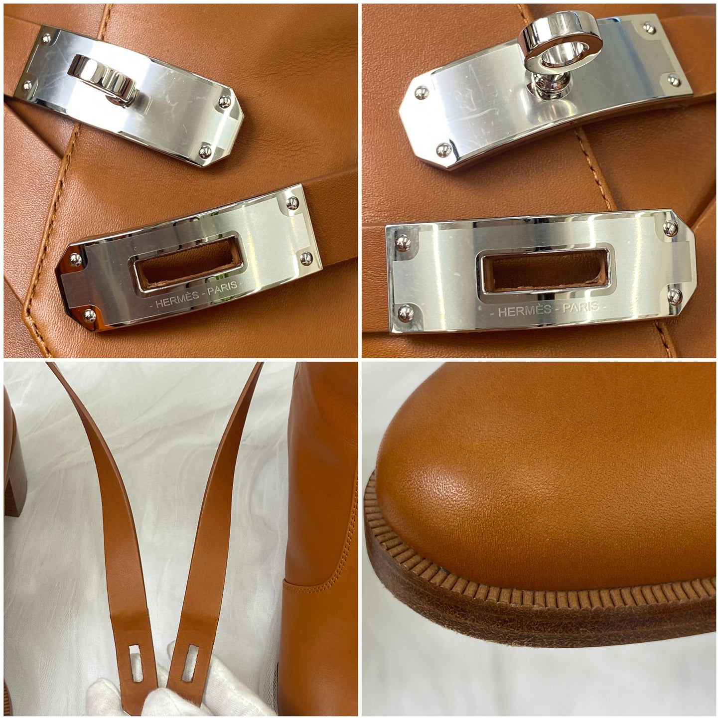 鑑定済み【 美品 】エルメス 《 フレンチー 》 38 24.5cm ブラウン シルバー金具 レザー ブーツ