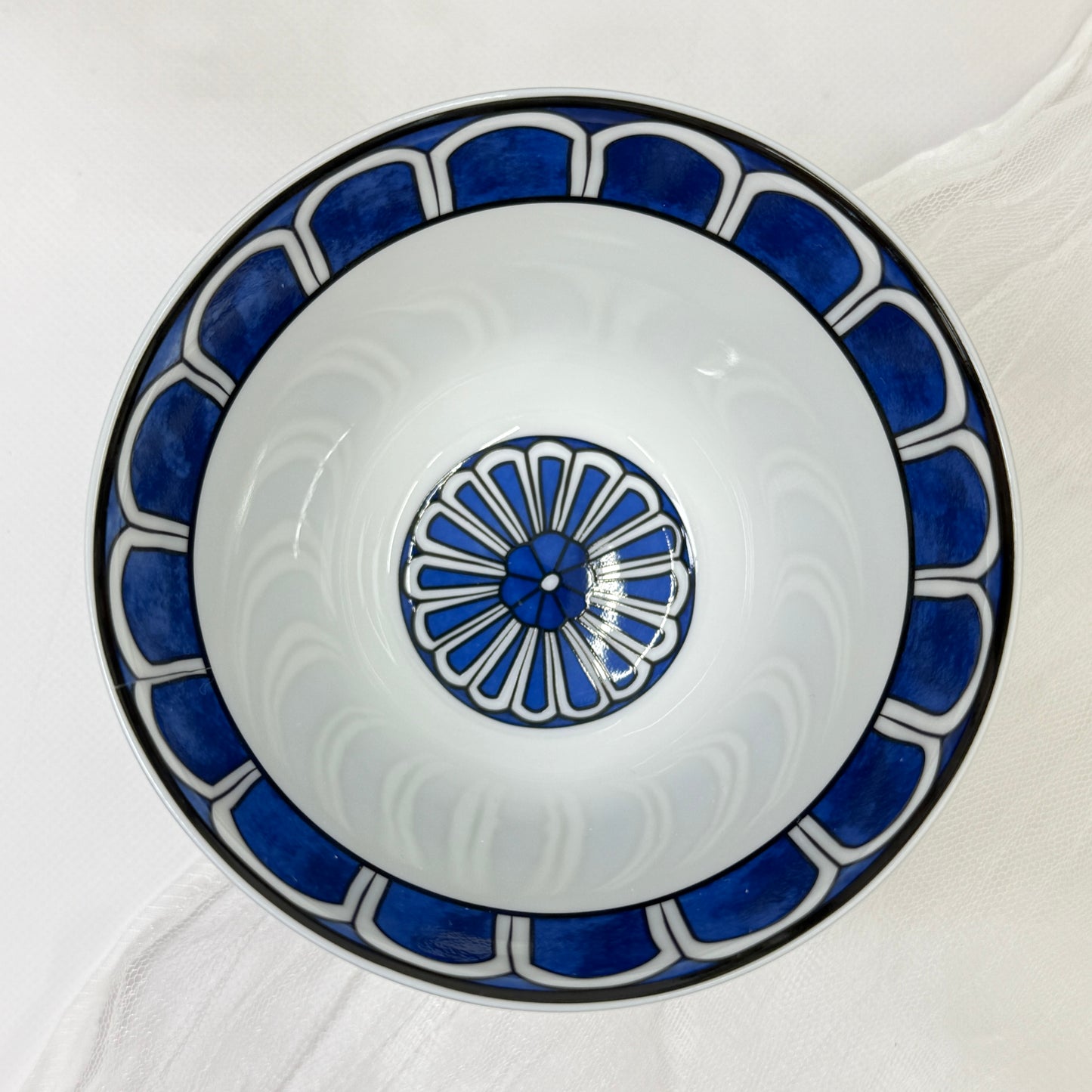 鑑定済み【 新品未使用 】エルメス 《 ブルー ダイユール 》 ブルー ホワイト 陶器 食器 コップ ラージボウル No1