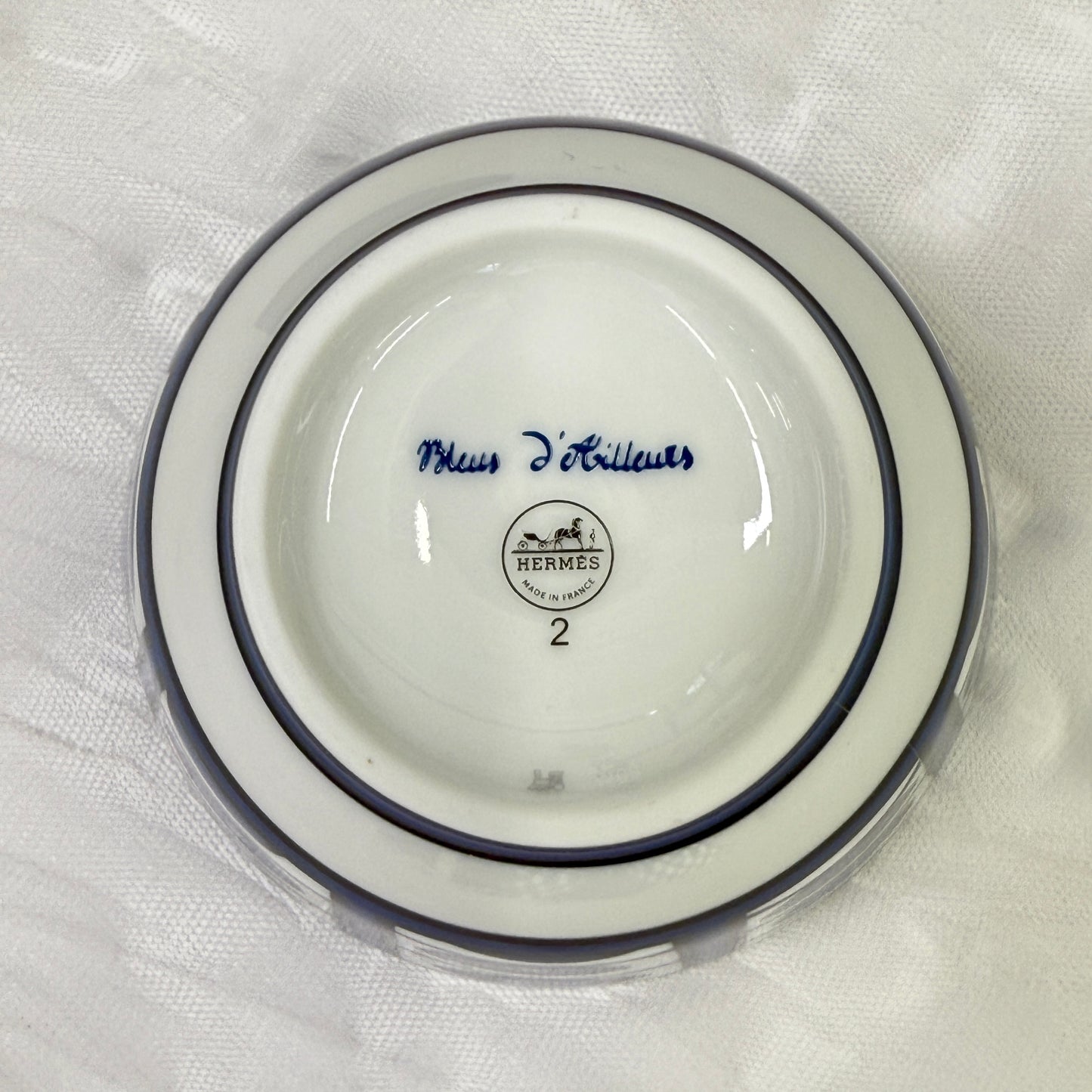 鑑定済み【 新品未使用 】エルメス 《 ブルーダイユール 》 ブルー ホワイト ポーセリン 食器 コップ ラージボウル No2