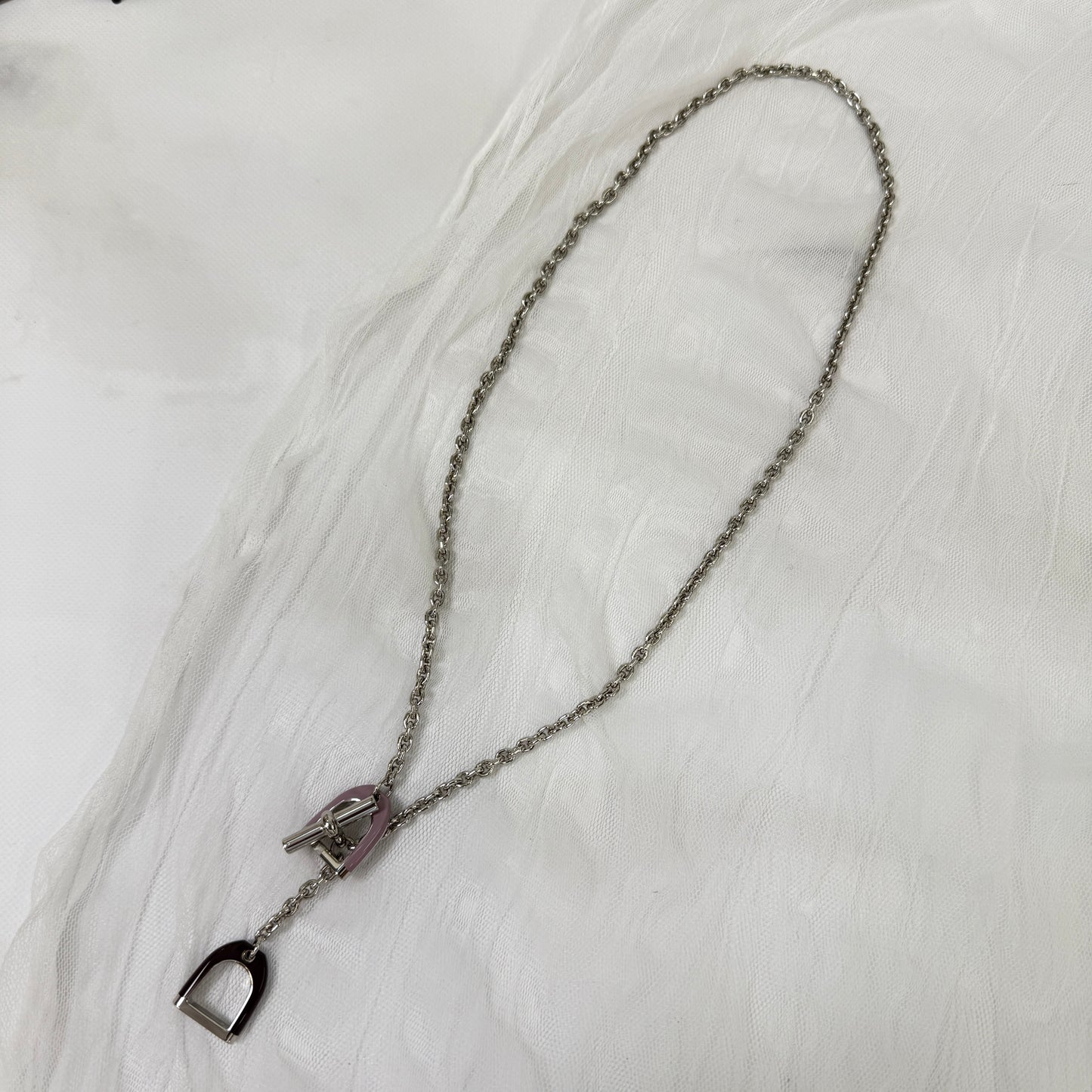 鑑定済み【 美品 】エルメス 《 エトリエ 》 グリシーヌ ボルドー ピンク系 ブラウン系 ネックレス