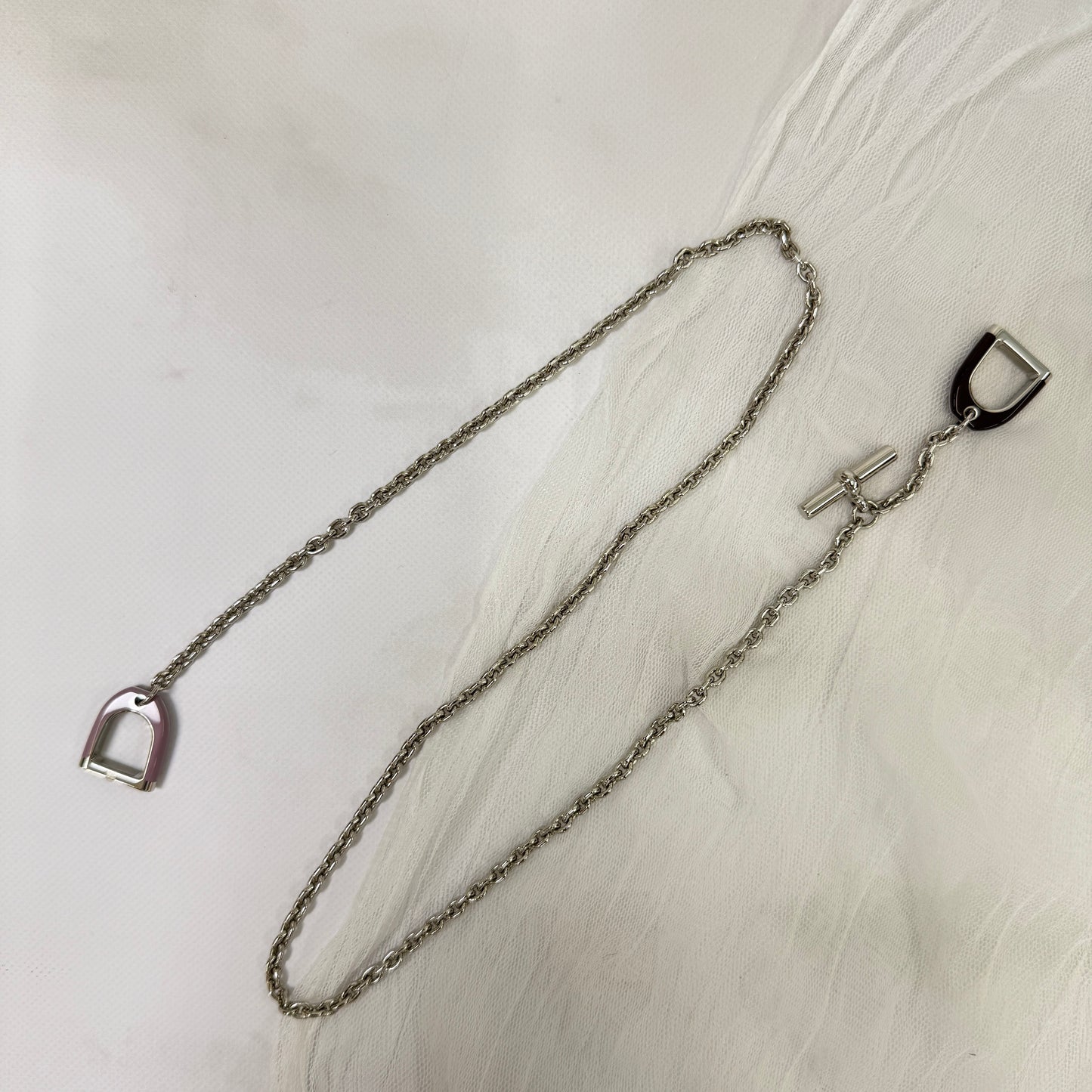 鑑定済み【 美品 】エルメス 《 エトリエ 》 グリシーヌ ボルドー ピンク系 ブラウン系 ネックレス