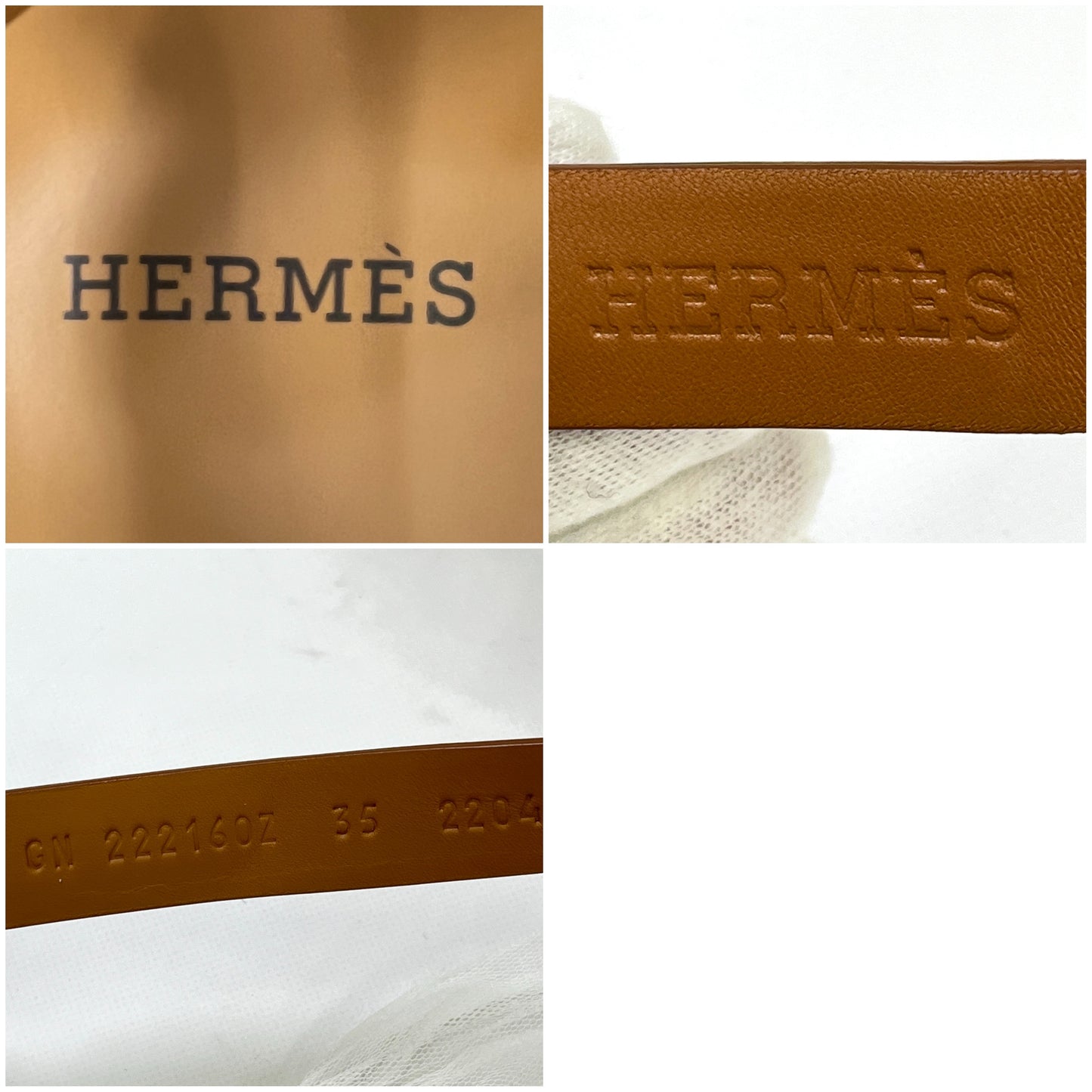 【 鑑定済み 】エルメス 《 エレクトリック 》 35 22.5cm ブラウン ホワイト ブラック シルバー金具 レザー メタル サンダル Hロゴ