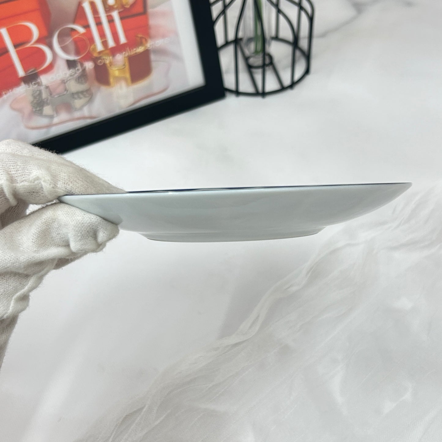 鑑定済み 【 新品未使用 】 エルメス 《 ブルーダイユール 》 ブルー ホワイト 陶器 皿 パンプレート