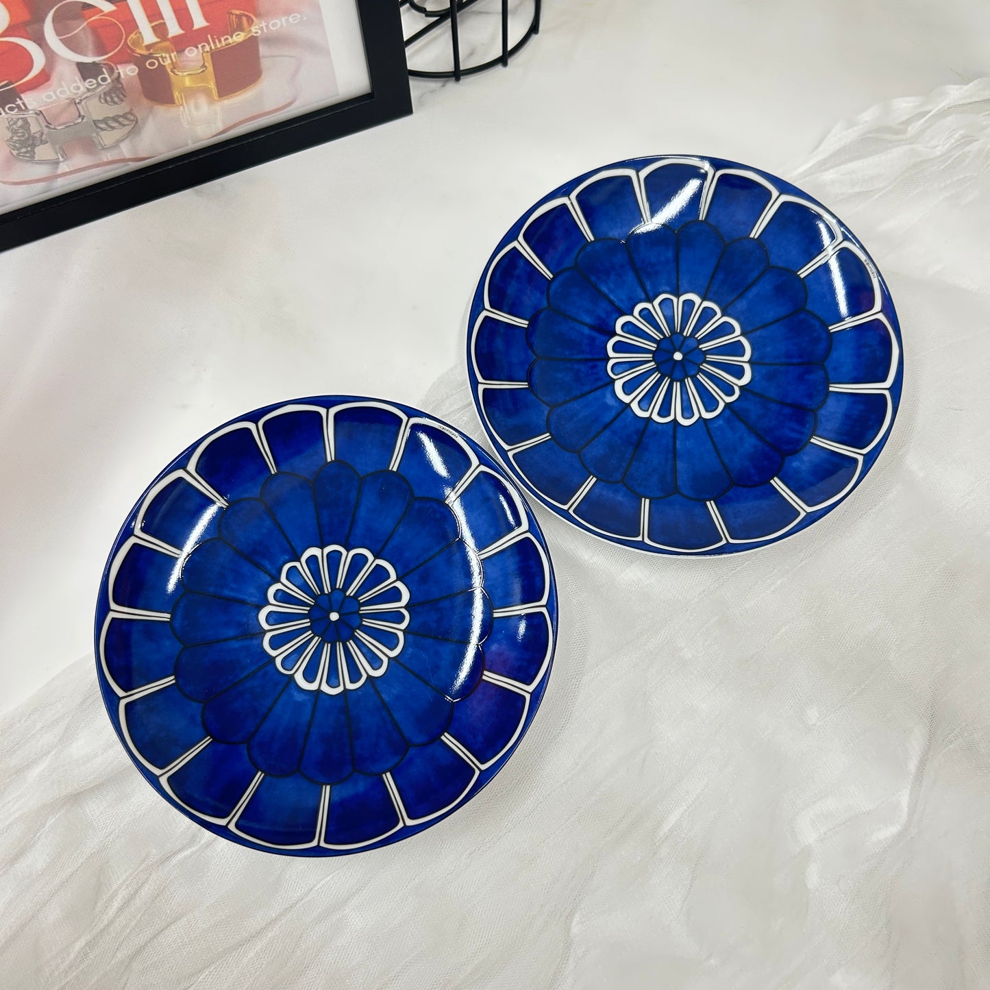 鑑定済み 【 新品未使用 】 エルメス 《 ブルーダイユール 》 2枚セット ブルー ホワイト 陶器  食器 皿 パンプレート