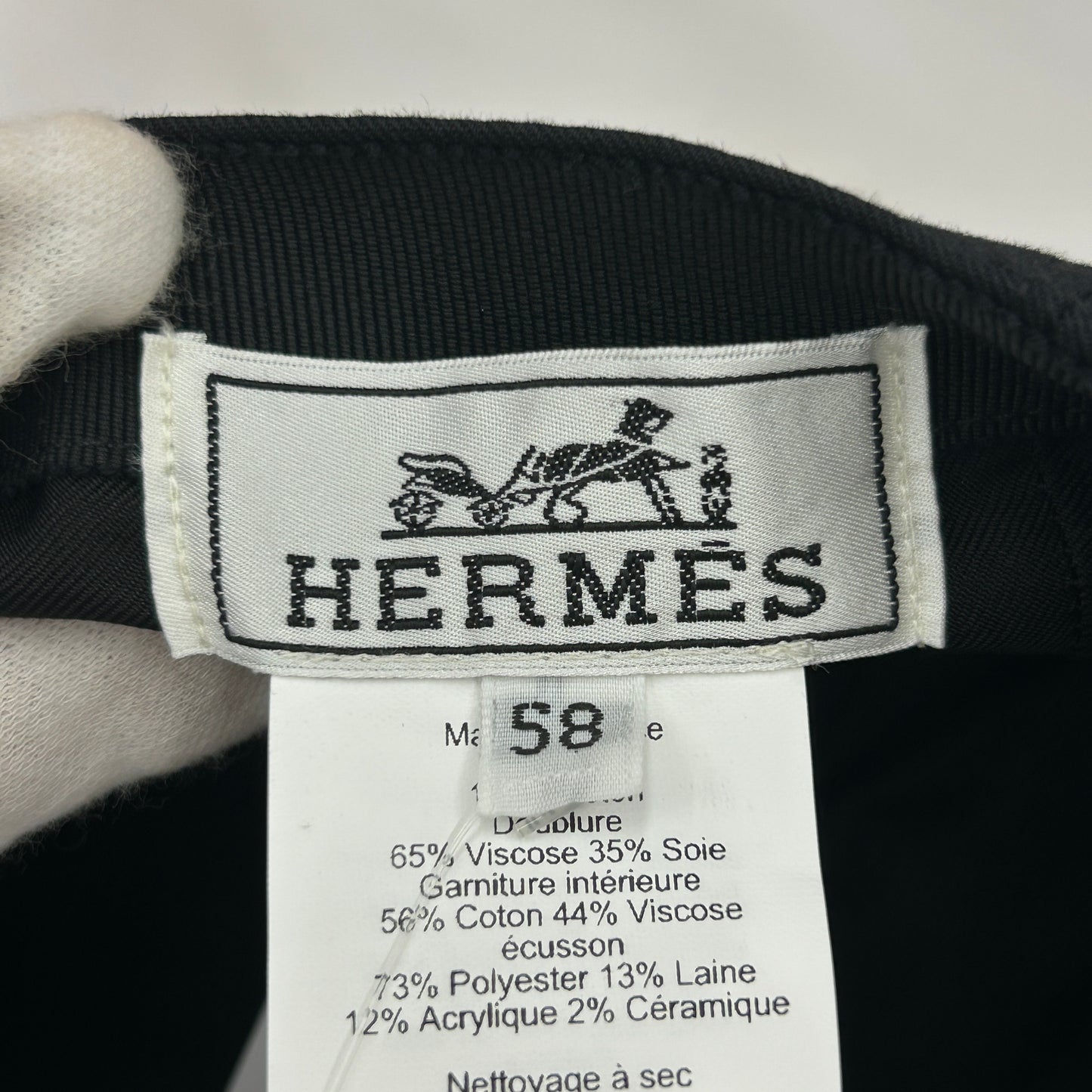 鑑定済み 【 新品未使用 】 エルメス 《 デイヴィス・Hセリエ 》 58 ブラック シルバー金具 Hロゴ 帽子 キャップ
