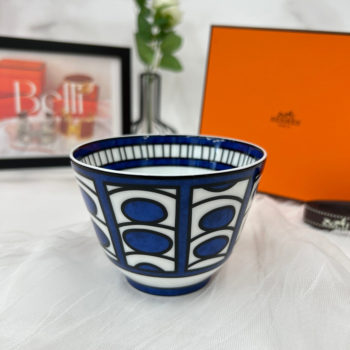 エルメス HERMES コップ ラージボウル《 ブルーダイユール 》 ブルー ホワイト ポーセリン 食器 新品 未使用