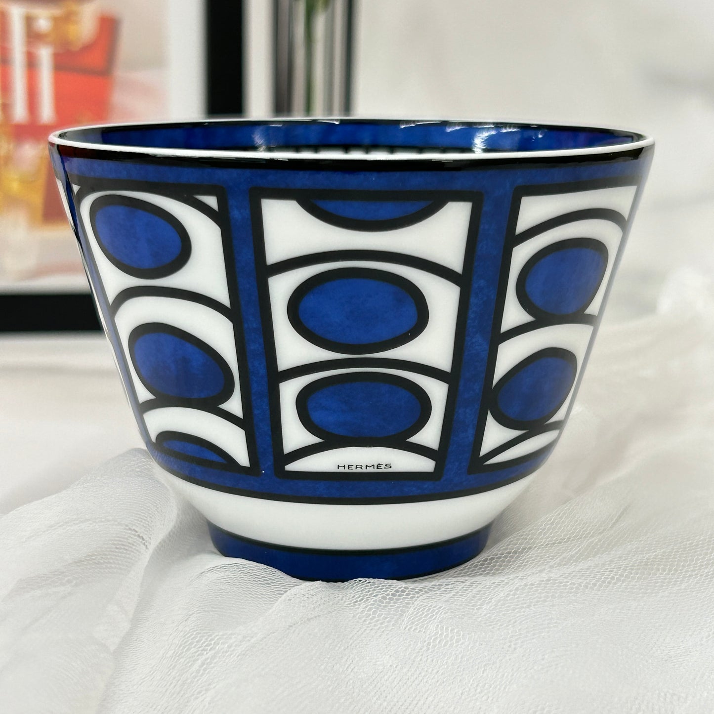エルメス HERMES コップ ラージボウル《 ブルーダイユール 》 ブルー ホワイト ポーセリン 食器 新品 未使用