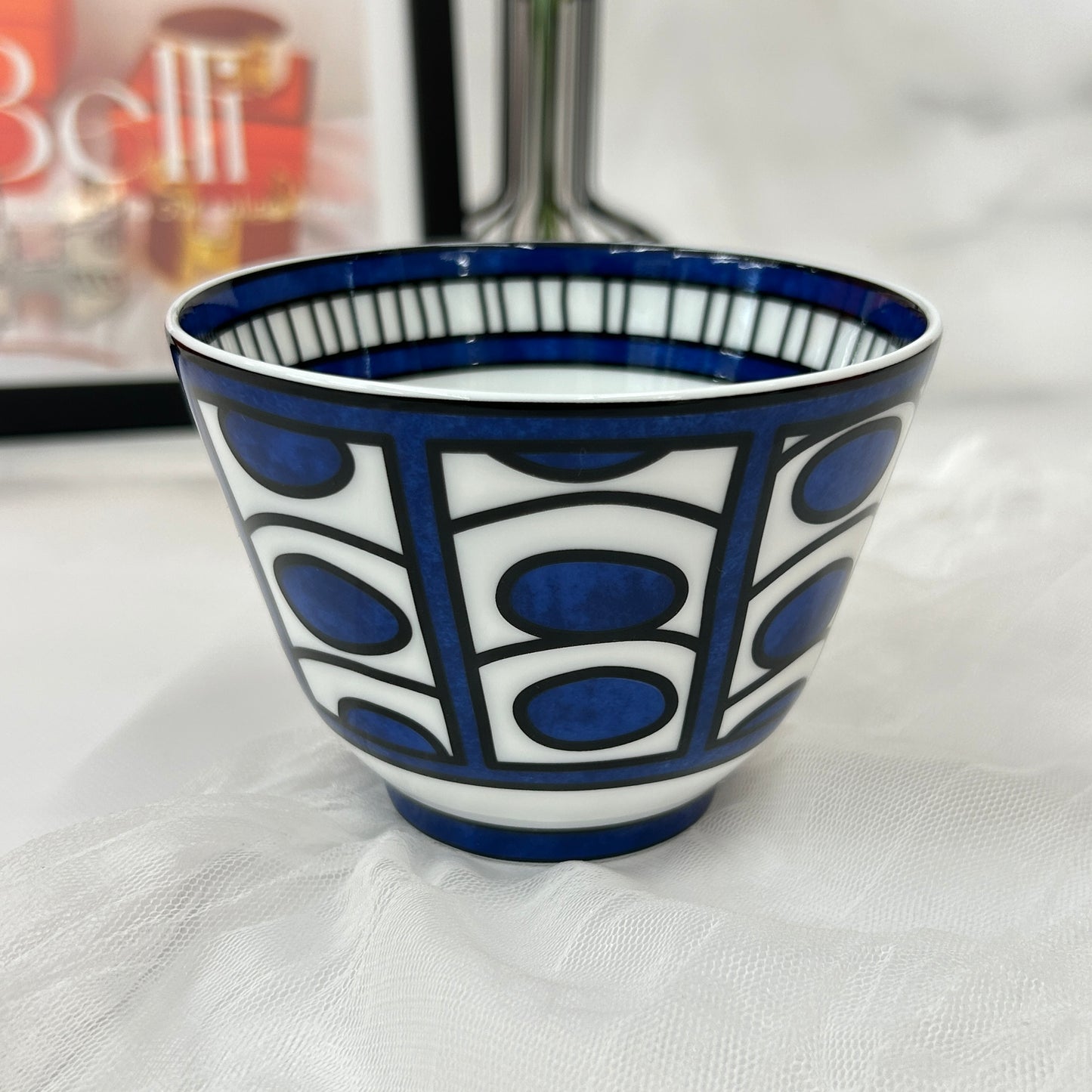 鑑定済み 【 新品未使用 】 エルメス 《 ブルーダイユール 》 ブルー ホワイト 陶器 食器 コップ ラージボウル