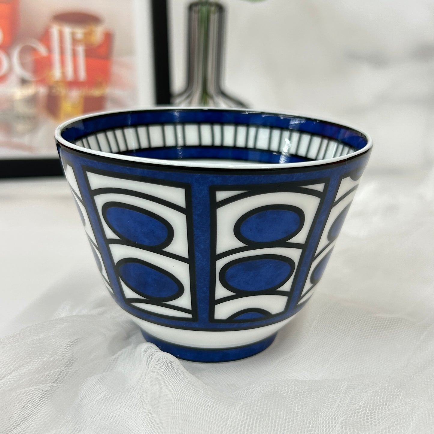 鑑定済み 【 新品未使用 】 エルメス 《 ブルーダイユール 》 ブルー ホワイト 陶器 食器 コップ ラージボウル