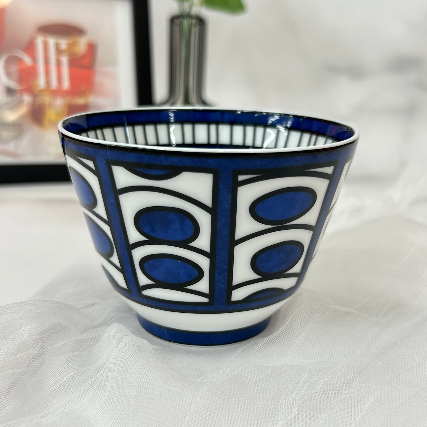 鑑定済み 【 新品未使用 】 エルメス 《 ブルーダイユール 》 ブルー ホワイト 陶器 食器 コップ ラージボウル