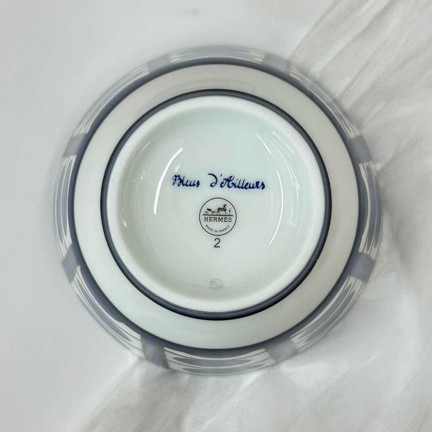 鑑定済み 【 新品未使用 】 エルメス 《 ブルーダイユール 》 ブルー ホワイト 陶器 食器 コップ ラージボウル