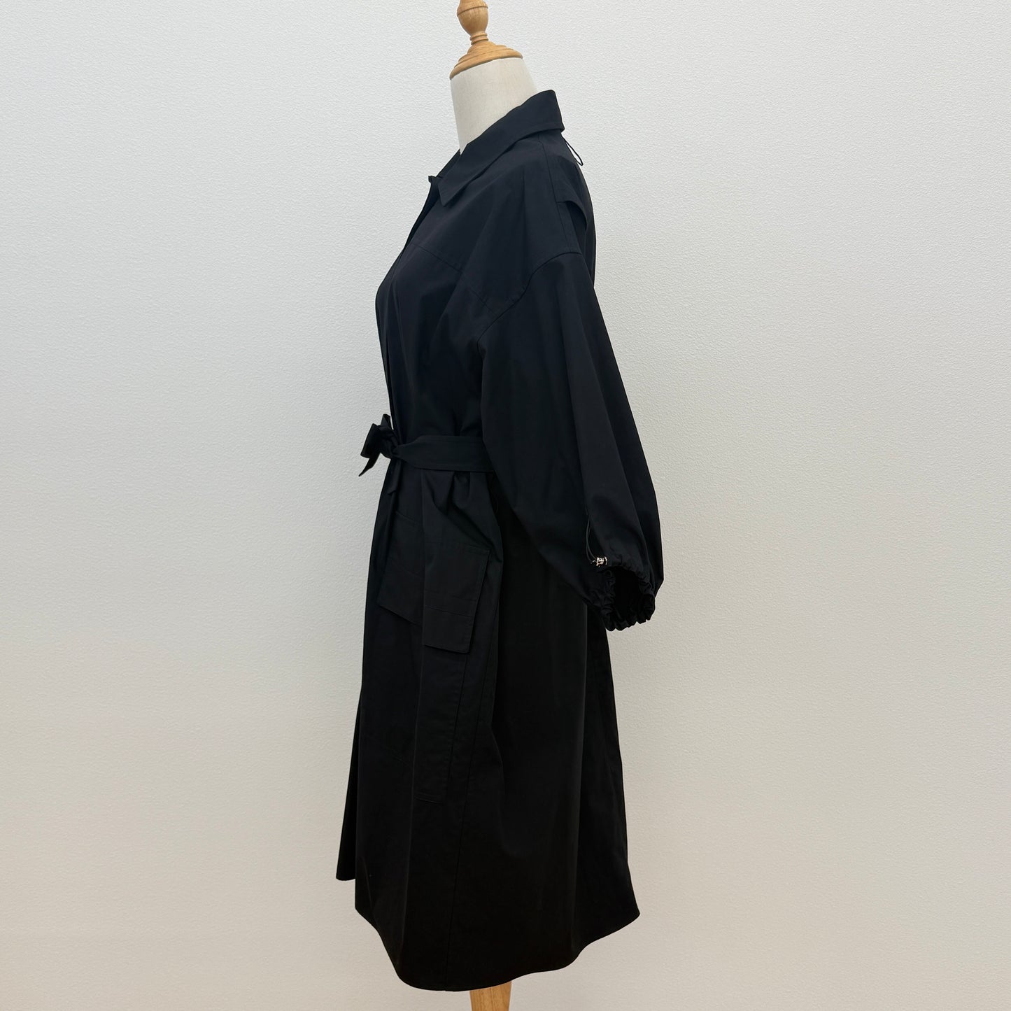 鑑定済み【 美品 】エルメス シャツ ワンピース 34 ( XSサイズ程度 ) 2E0501DJ ブラック シルバー金具 コットン ドレス 腰紐 ハンガー