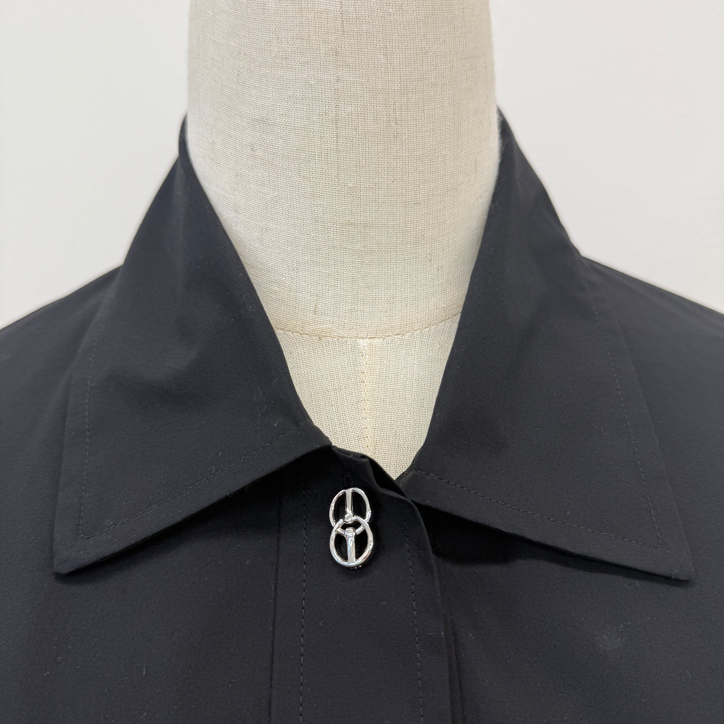 鑑定済み【 美品 】エルメス シャツ ワンピース 34 ( XSサイズ程度 ) 2E0501DJ ブラック シルバー金具 コットン ドレス 腰紐 ハンガー