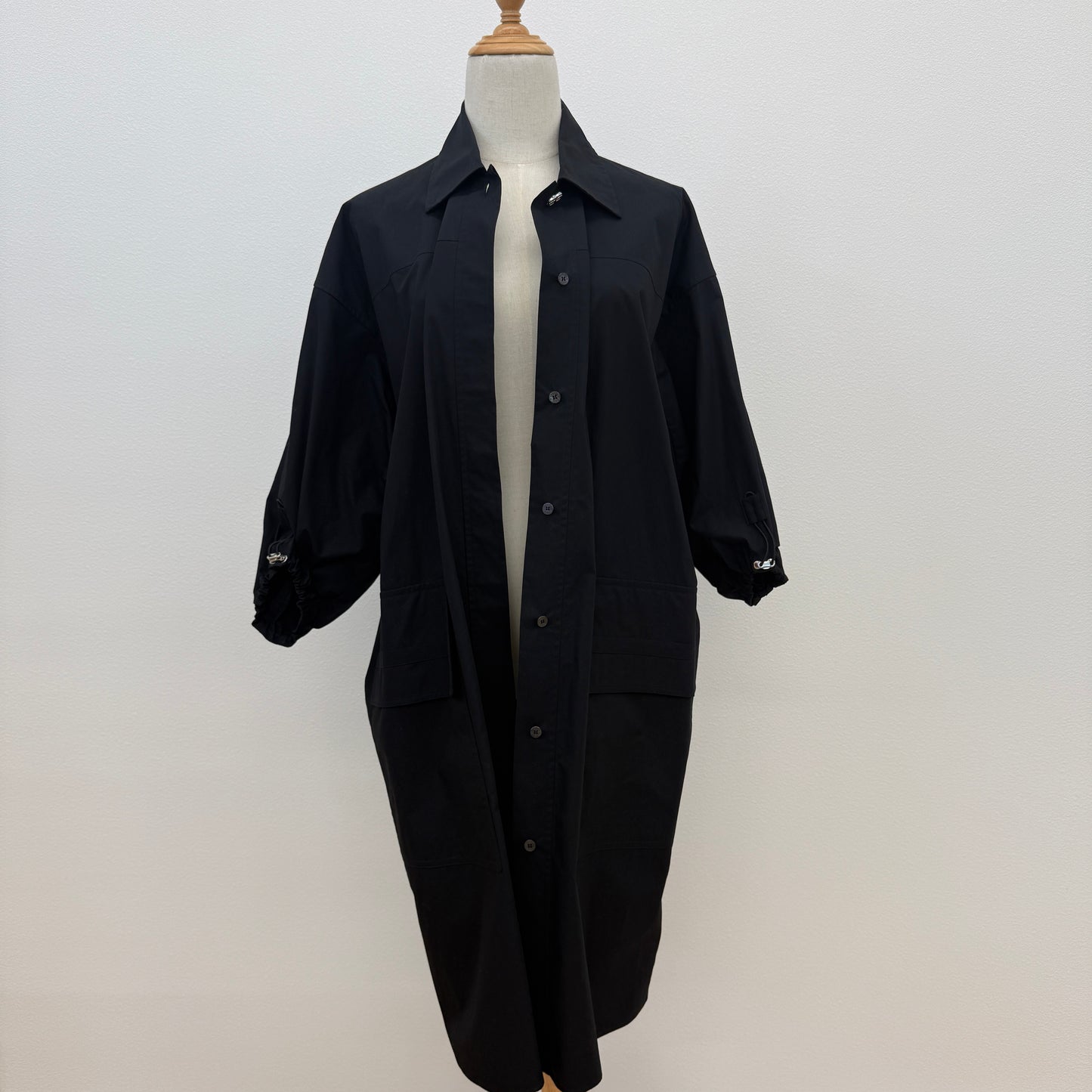 鑑定済み【 美品 】エルメス シャツ ワンピース 34 ( XSサイズ程度 ) 2E0501DJ ブラック シルバー金具 コットン ドレス 腰紐 ハンガー