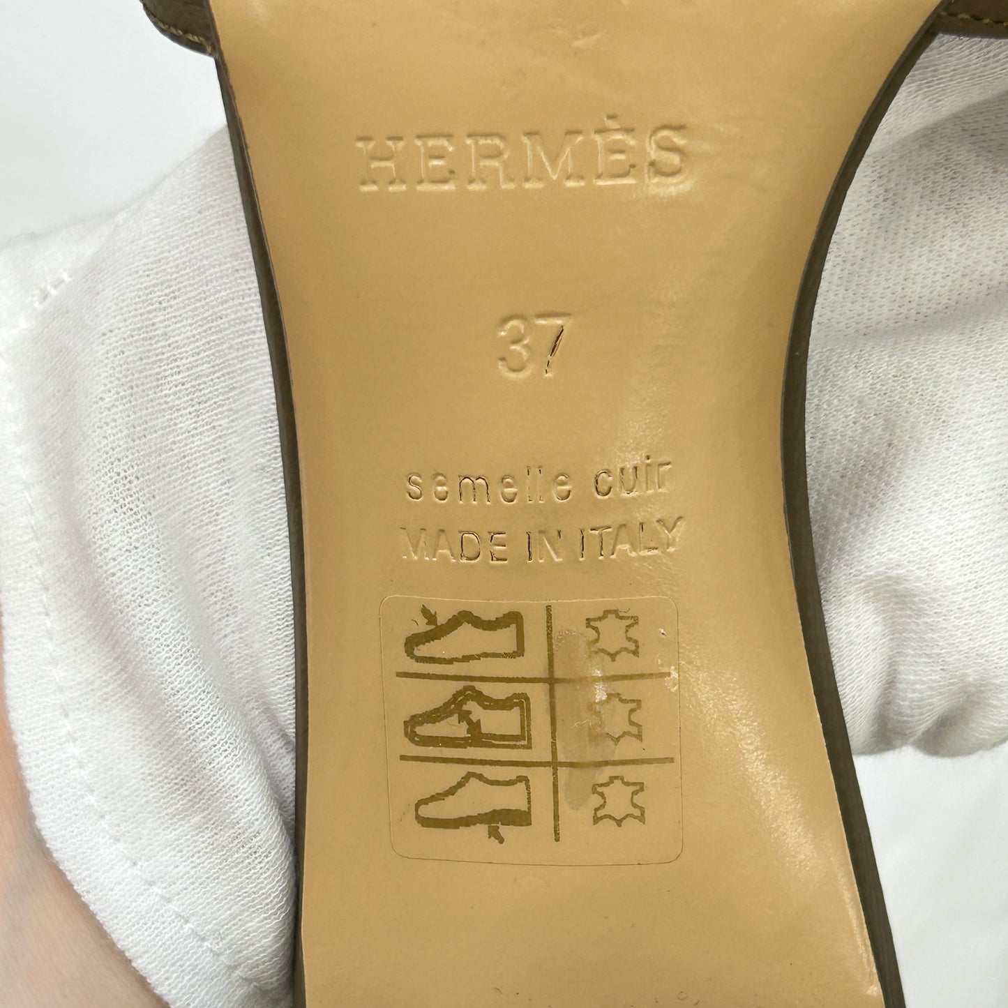 【 鑑定済み 】 エルメス 《 オアジス 》 37 24cm程度 エトゥープ レザー サンダル 靴