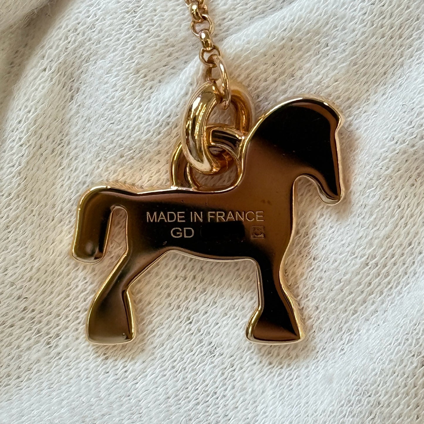 鑑定済み【 美品 】エルメス 《 Cheval 》 ローズゴールド レッド GP ネックレス 馬 兵隊 モチーフ シュバル