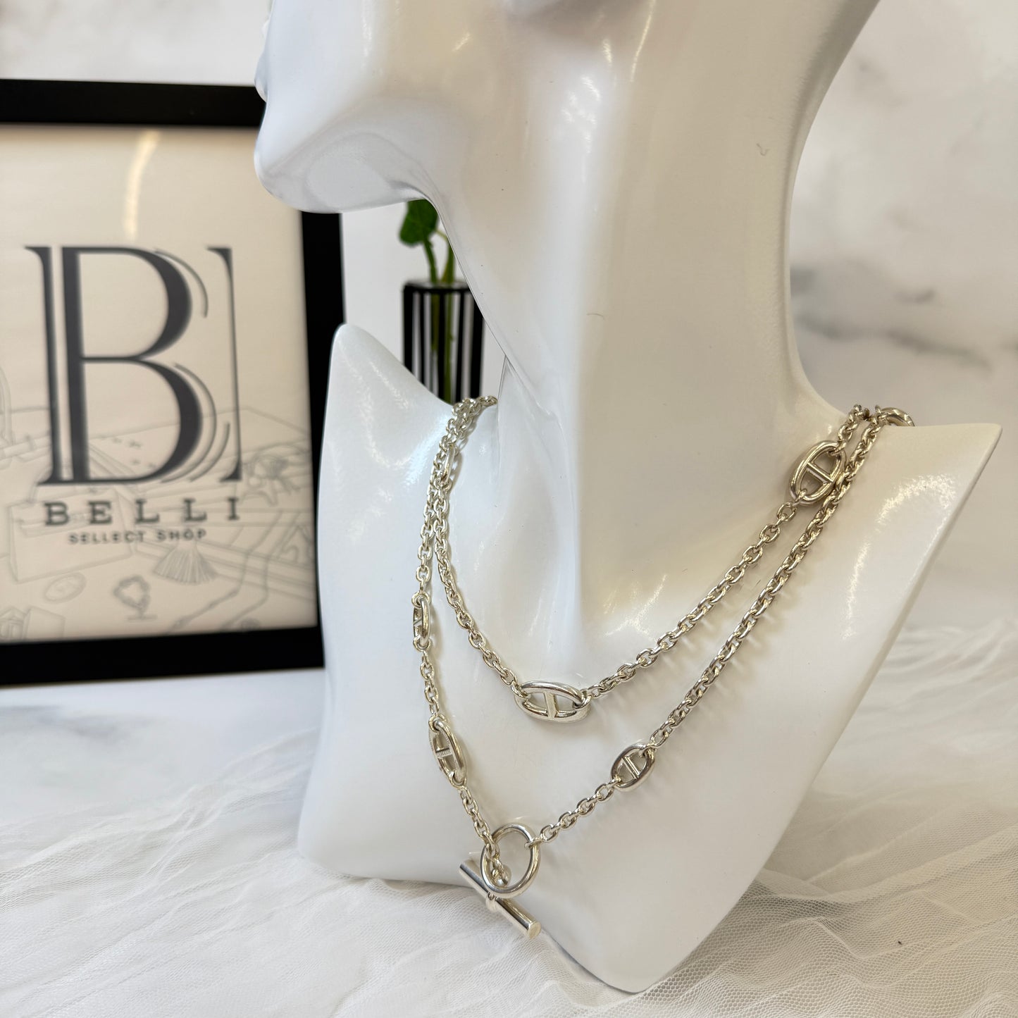 【 鑑定済み 】エルメス 《 ファランドール 》 120 シルバー Ag925 ネックレス シェーヌダンクル