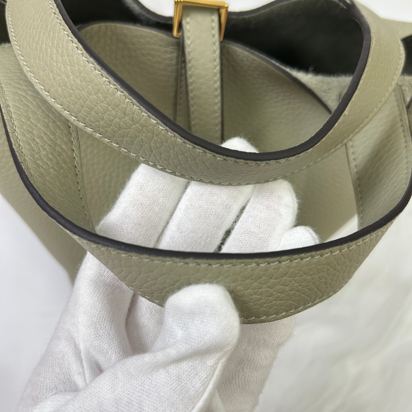 鑑定済み【 新品 】エルメス ピコタンロック 18 PM トリヨンクレマンス セージ ゴールド金具 K刻印 ハンドバッグ