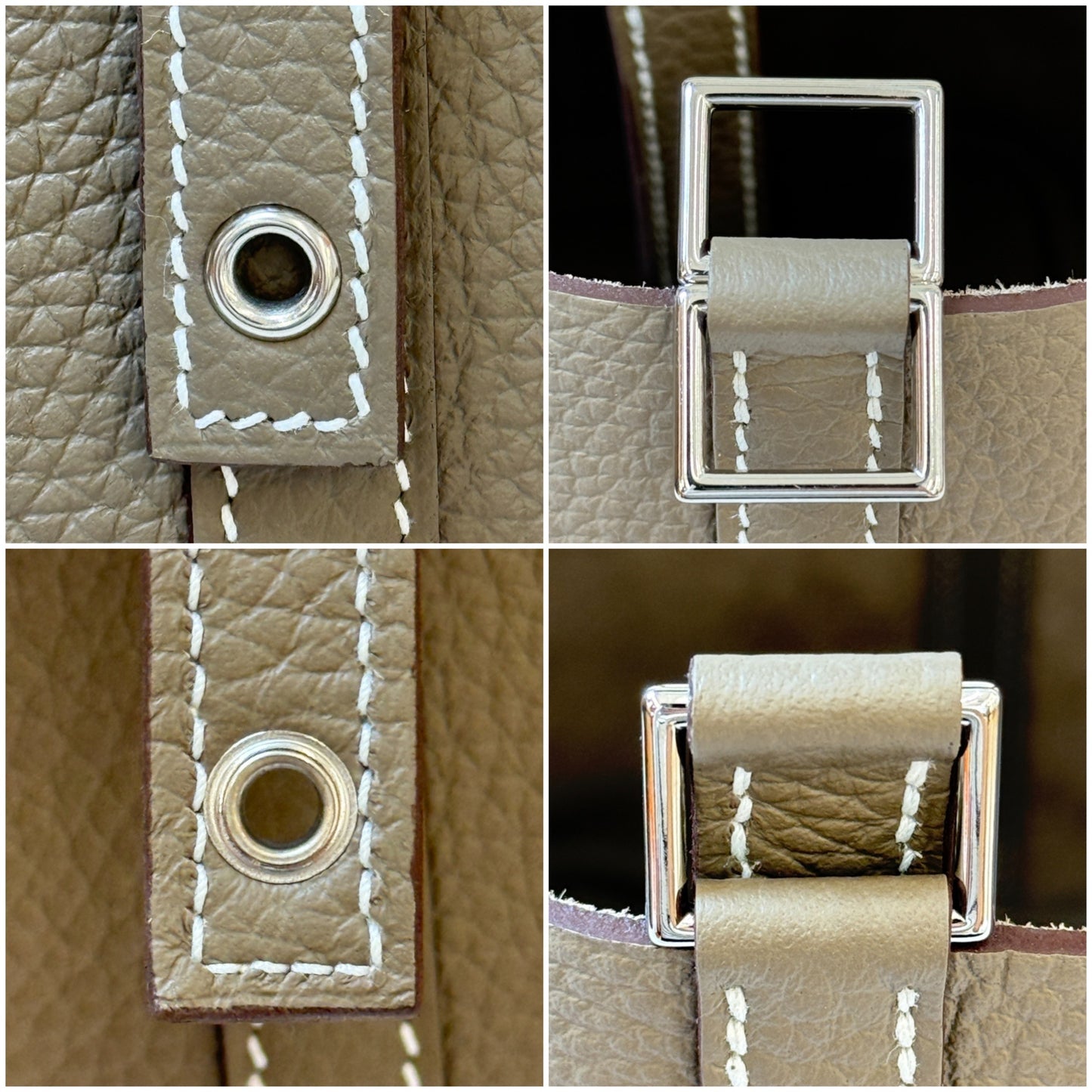 鑑定済み【 新品 】エルメス ピコタンロック 22 MM トリヨンクレマンス エトゥープ シルバー金具 W刻印 ハンドバッグ
