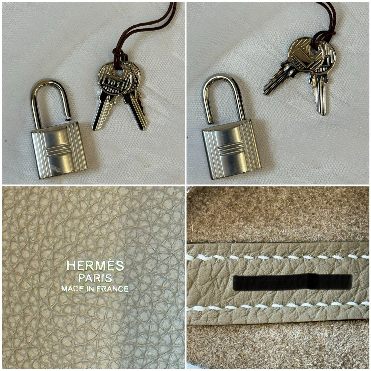 鑑定済み【 新品 】エルメス ピコタンロック 22 MM トリヨンクレマンス エトゥープ シルバー金具 W刻印 ハンドバッグ