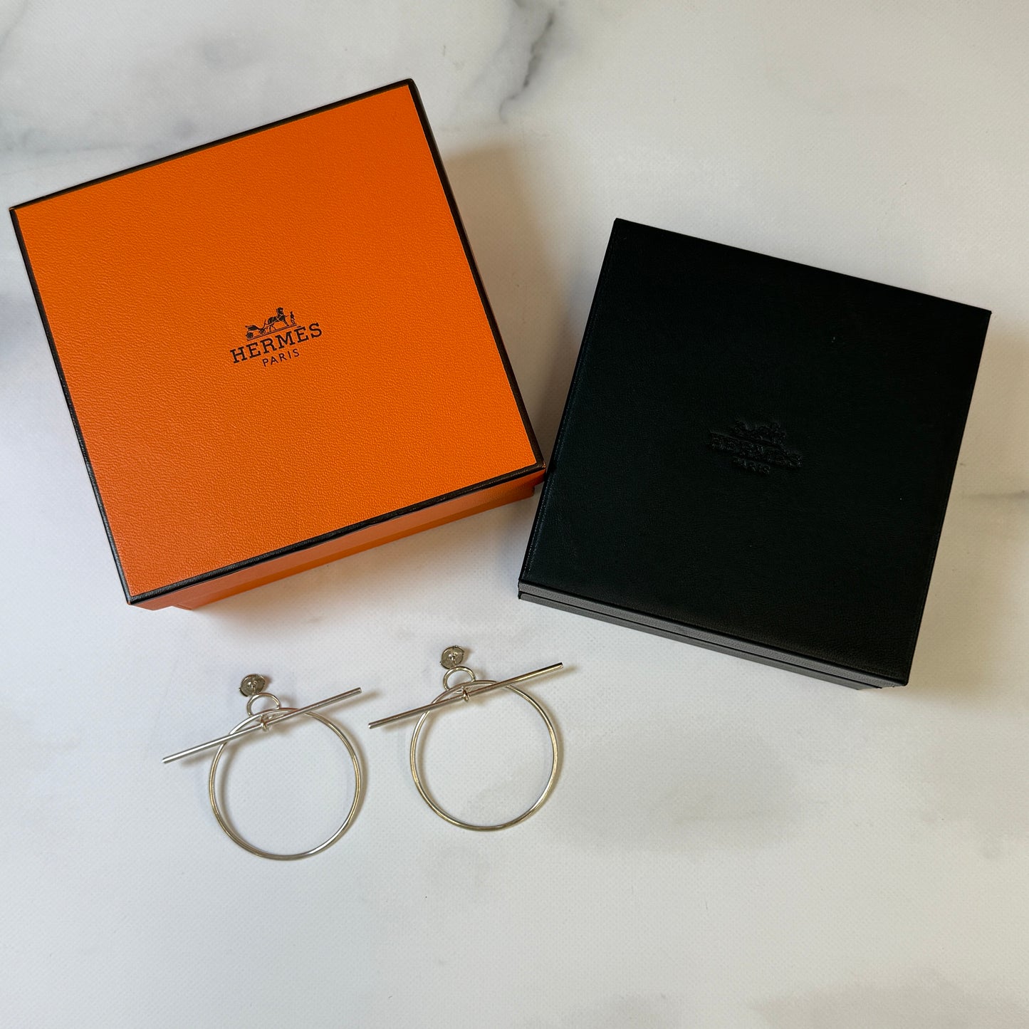 【 鑑定済み 】 エルメス 《 ループ 》 MM シルバー Ag925 ピアス エシャペ