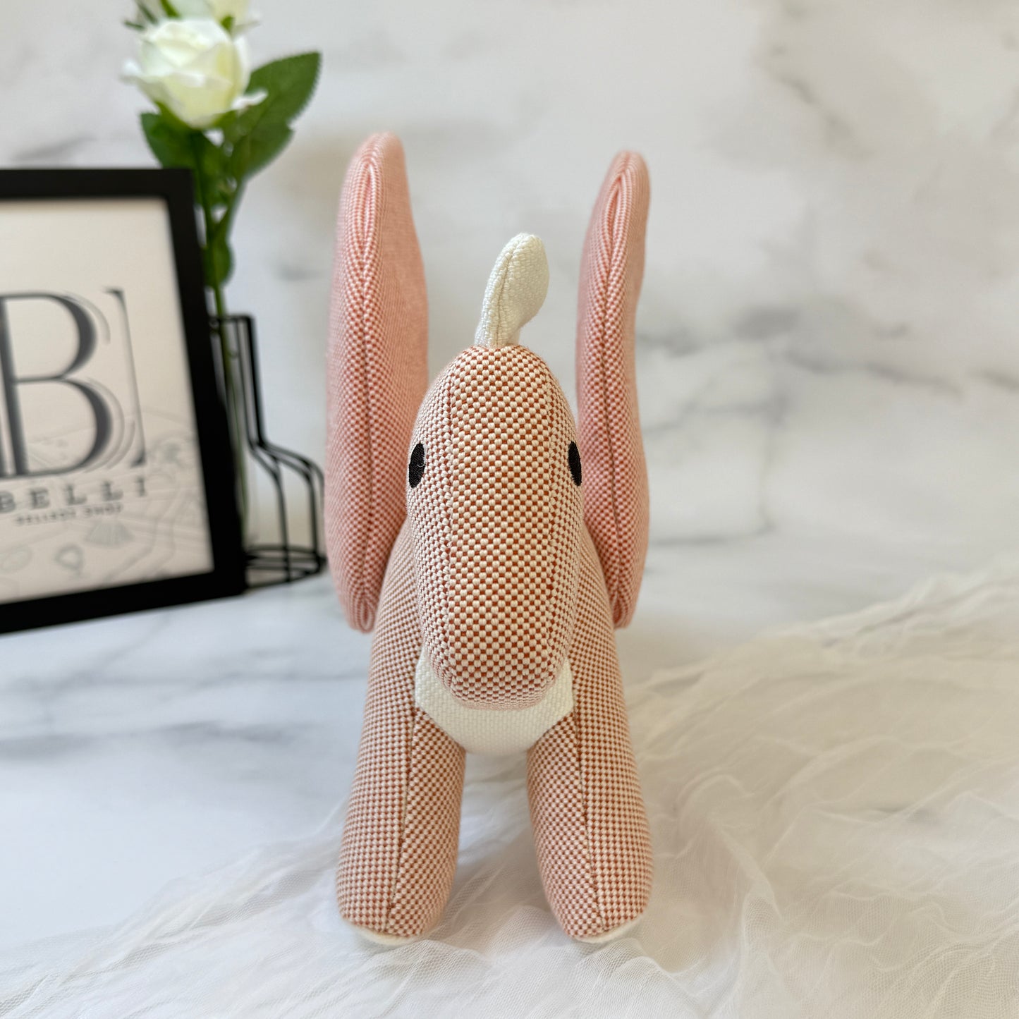 鑑定済み【 美品 】エルメス 《 エポペ 》 ローズ ブーゲンビリア ホワイト トワルH コットン ぬいぐるみ ドラゴン