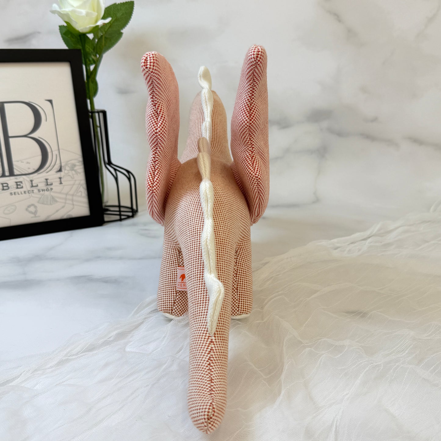 鑑定済み【 美品 】エルメス 《 エポペ 》 ローズ ブーゲンビリア ホワイト トワルH コットン ぬいぐるみ ドラゴン
