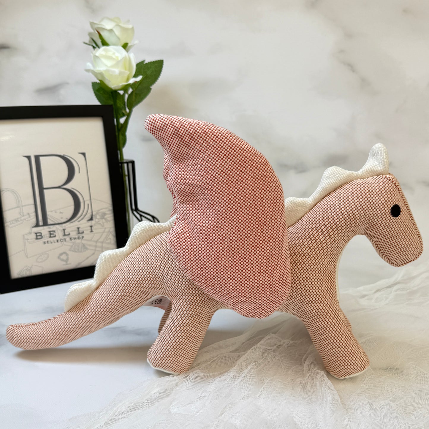 鑑定済み【 美品 】エルメス 《 エポペ 》 ローズ ブーゲンビリア ホワイト トワルH コットン ぬいぐるみ ドラゴン