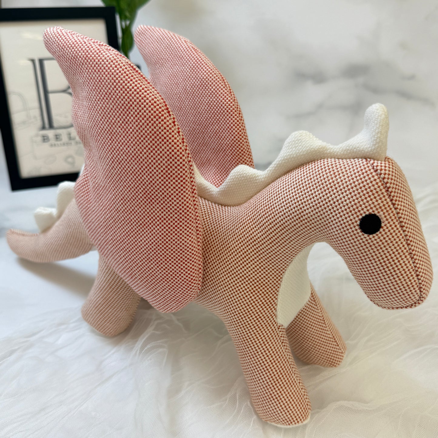 鑑定済み【 美品 】エルメス 《 エポペ 》 ローズ ブーゲンビリア ホワイト トワルH コットン ぬいぐるみ ドラゴン