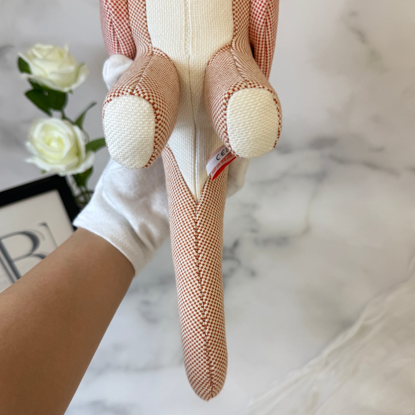 鑑定済み【 美品 】エルメス 《 エポペ 》 ローズ ブーゲンビリア ホワイト トワルH コットン ぬいぐるみ ドラゴン