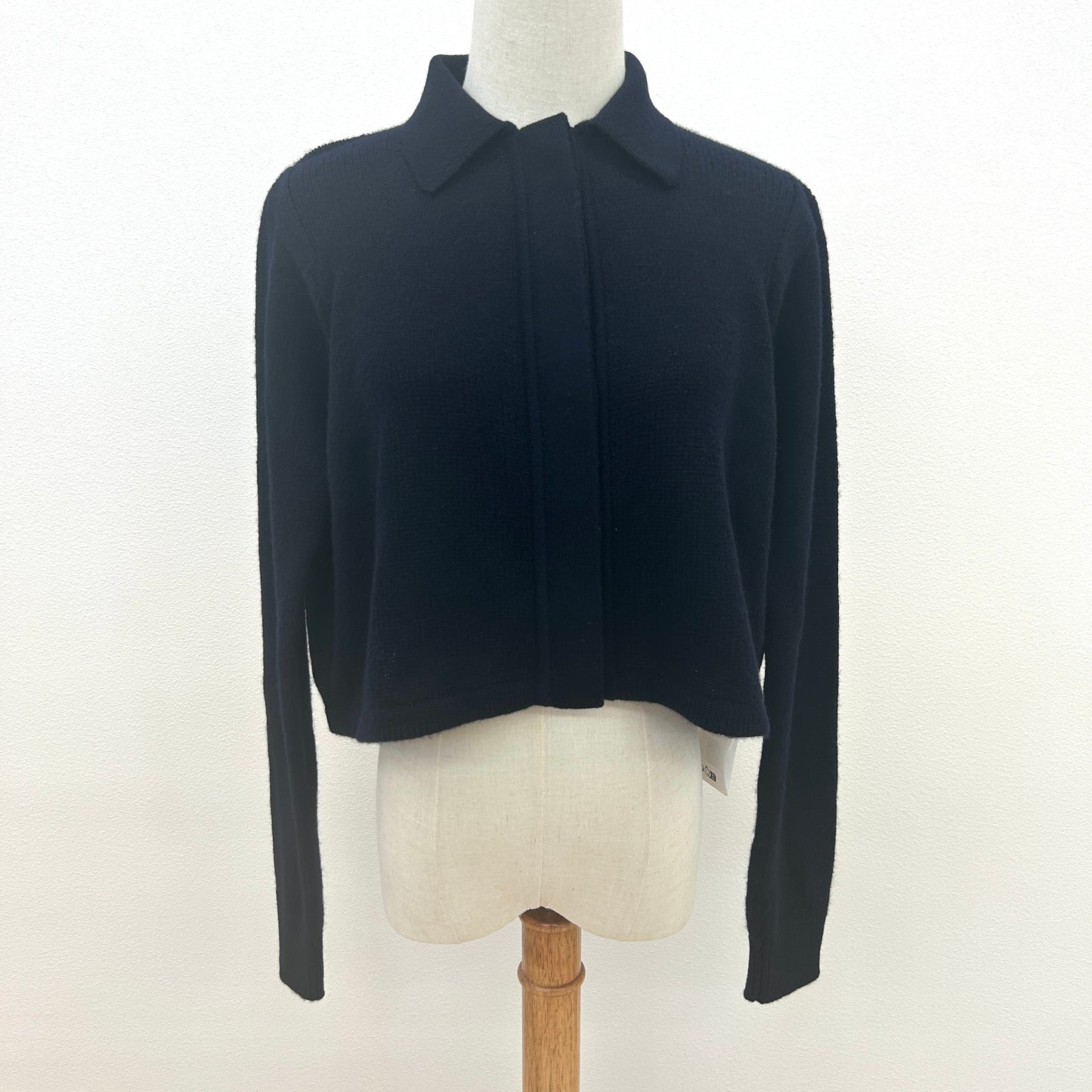 【 鑑定済み 】エルメス カーディガン 36 ネイビー シルバー金具 カシミヤ 襟付き トップス