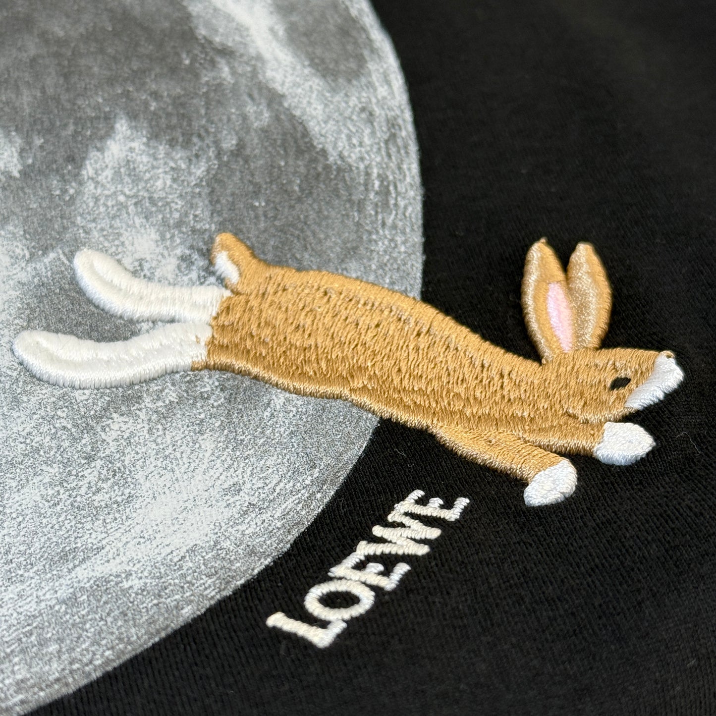 鑑定済み【 美品 】ロエベ 《 コットン リラックスフィットTシャツ 》 L ブラック グレー 綿 半袖Tシャツ Suna Fujitaコラボ 月 ウサギモチーフ