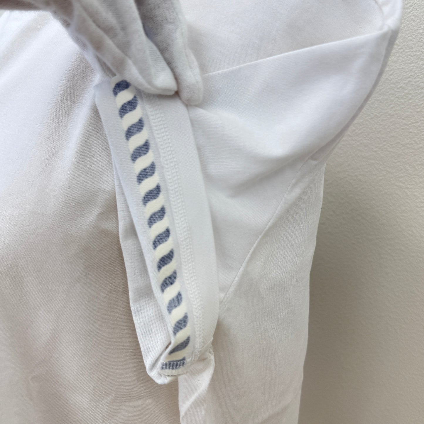 鑑定済み【 新品 】エルメス 《 CANOE 》 38 ホワイト ネイビー コットン 半袖 ボクシーTシャツ ハイネック マリン